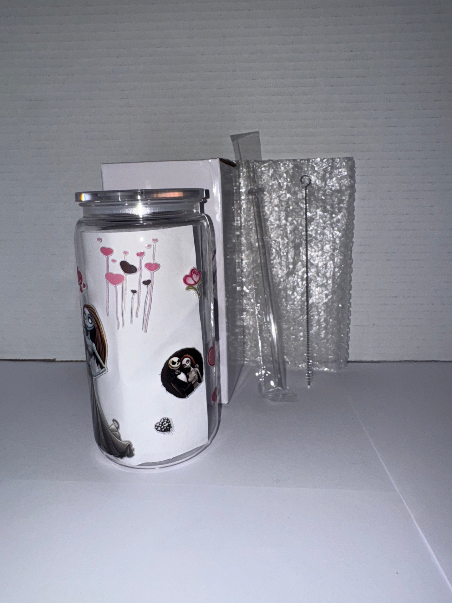 Halloween Wedding Themed 16 Oz Plastic Cup With Love Hearts