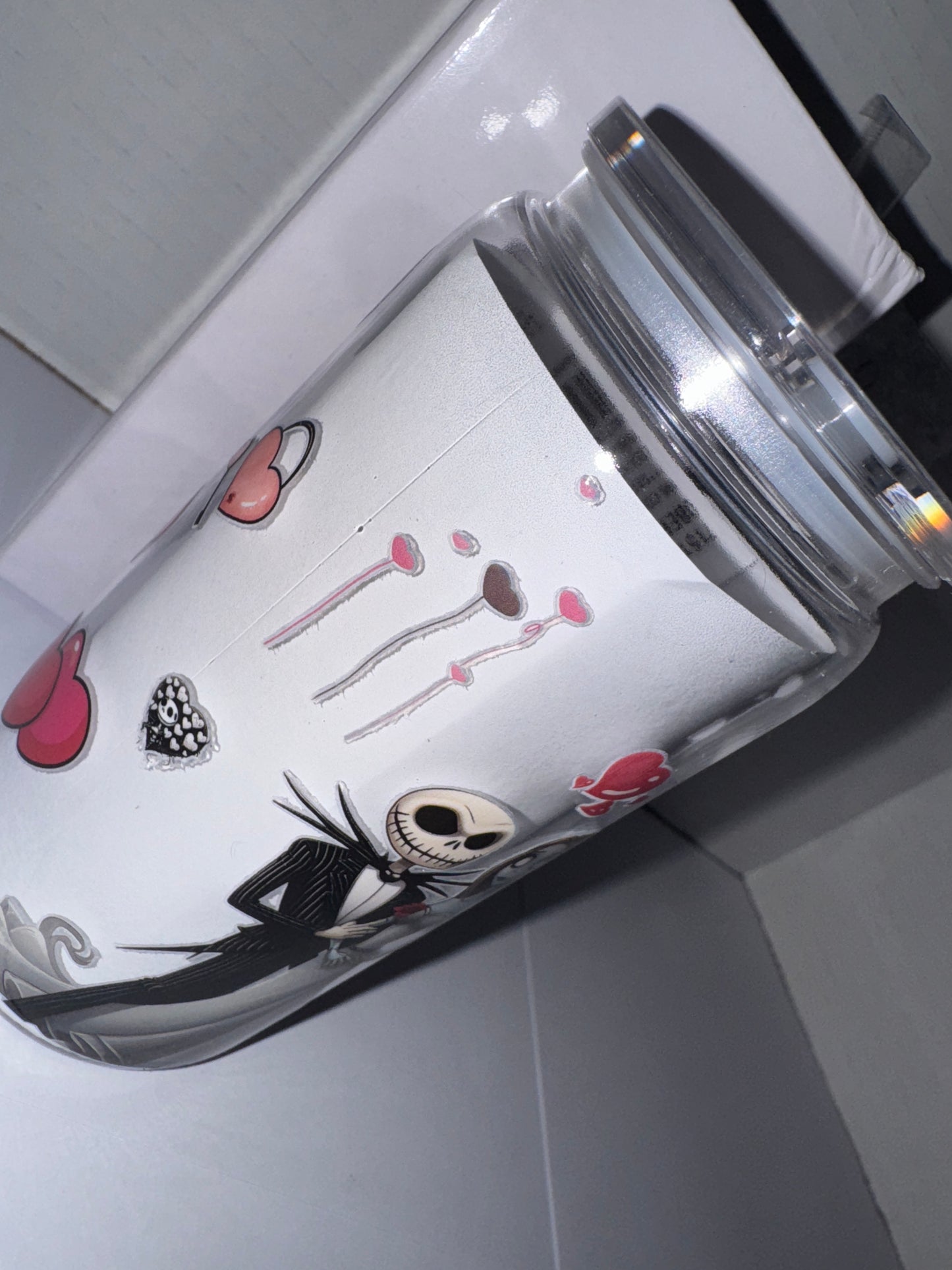 Halloween Wedding Themed 16 Oz Plastic Cup With Love Hearts