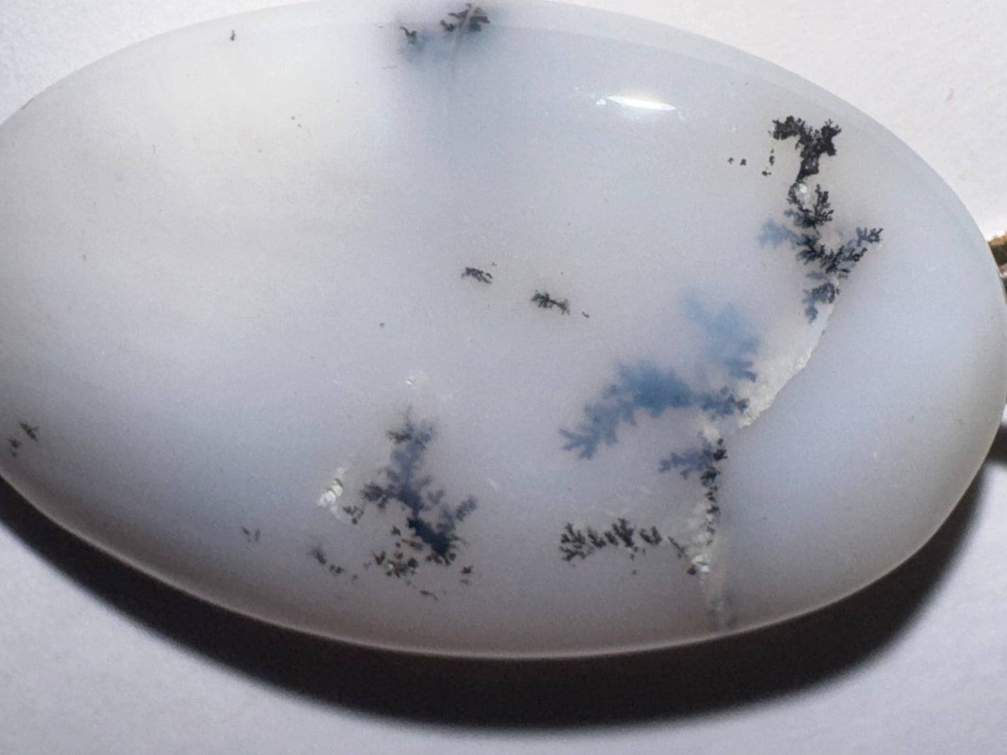 White Dendritic Agate Oval Pendant