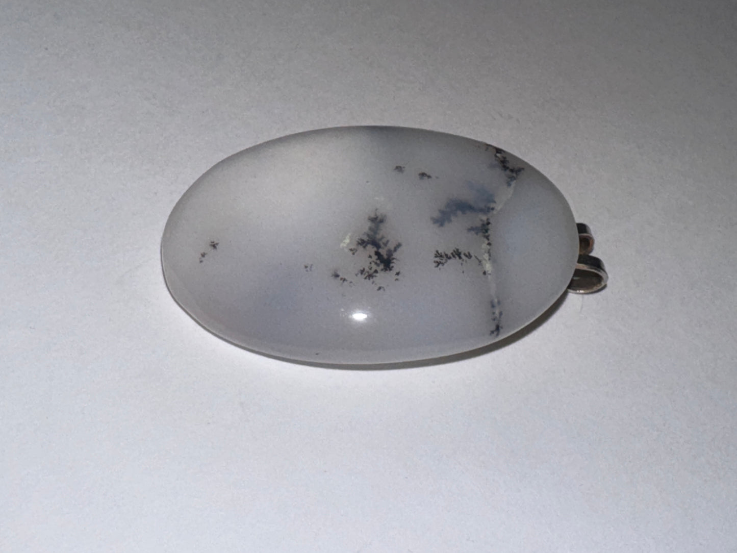 White Dendritic Agate Oval Pendant