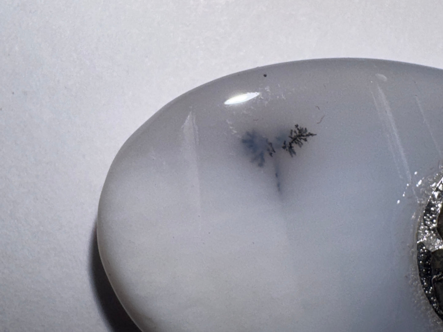 White Dendritic Agate Oval Pendant