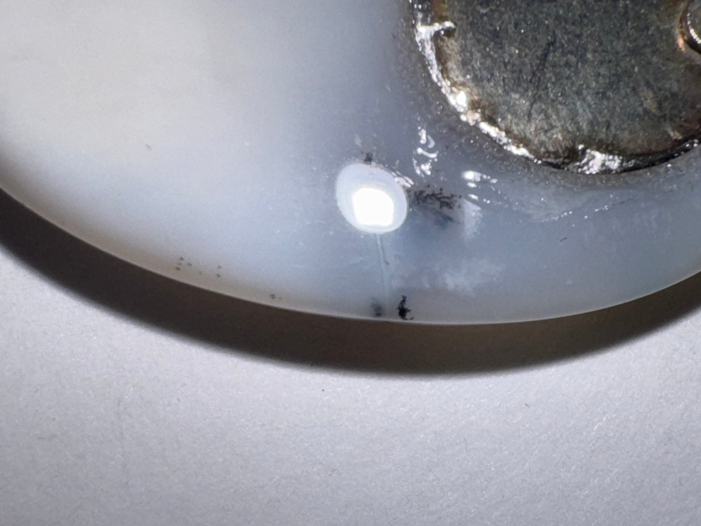 White Dendritic Agate Oval Pendant