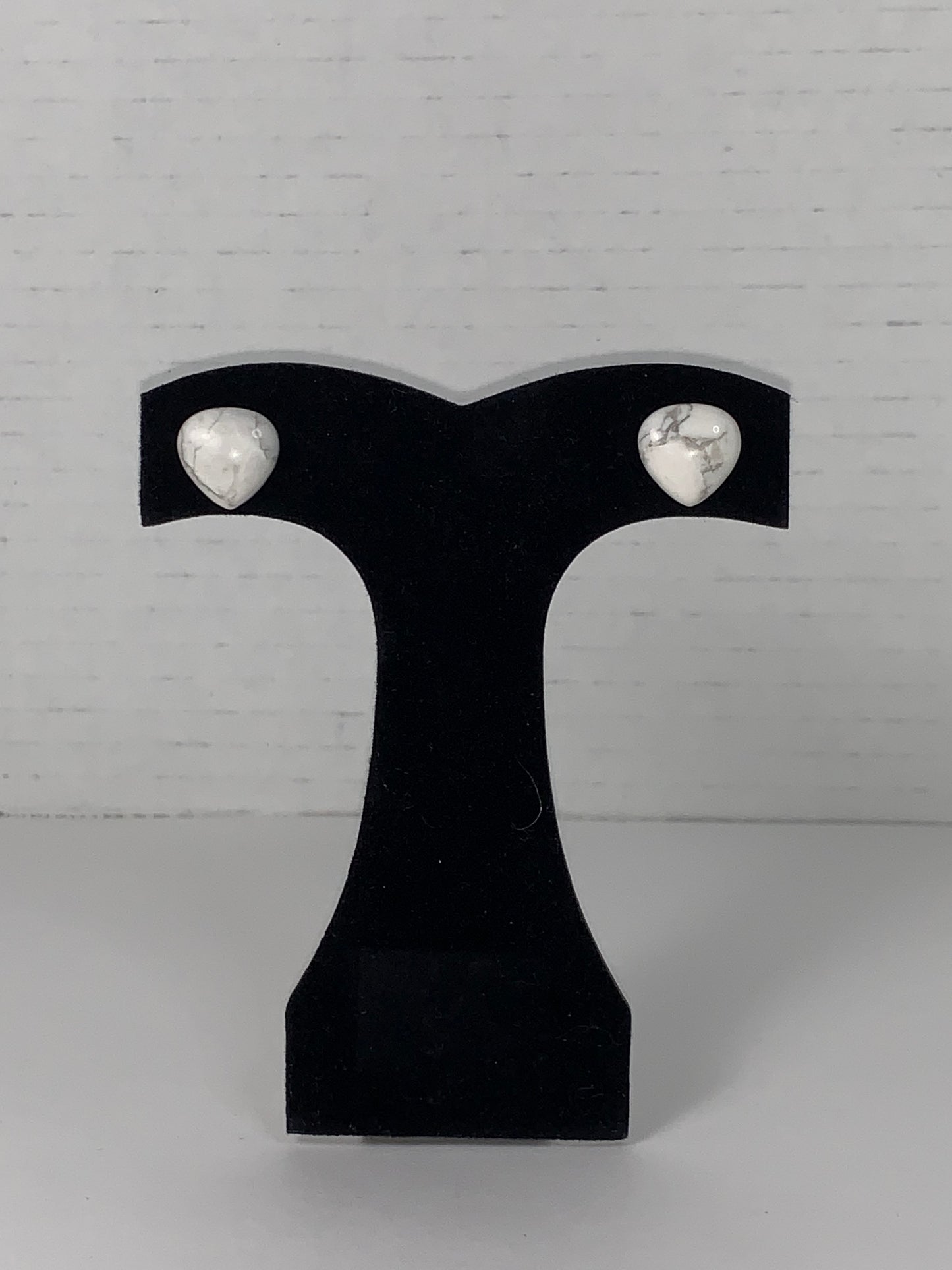 13mm White Heart Howlite Post Earrings