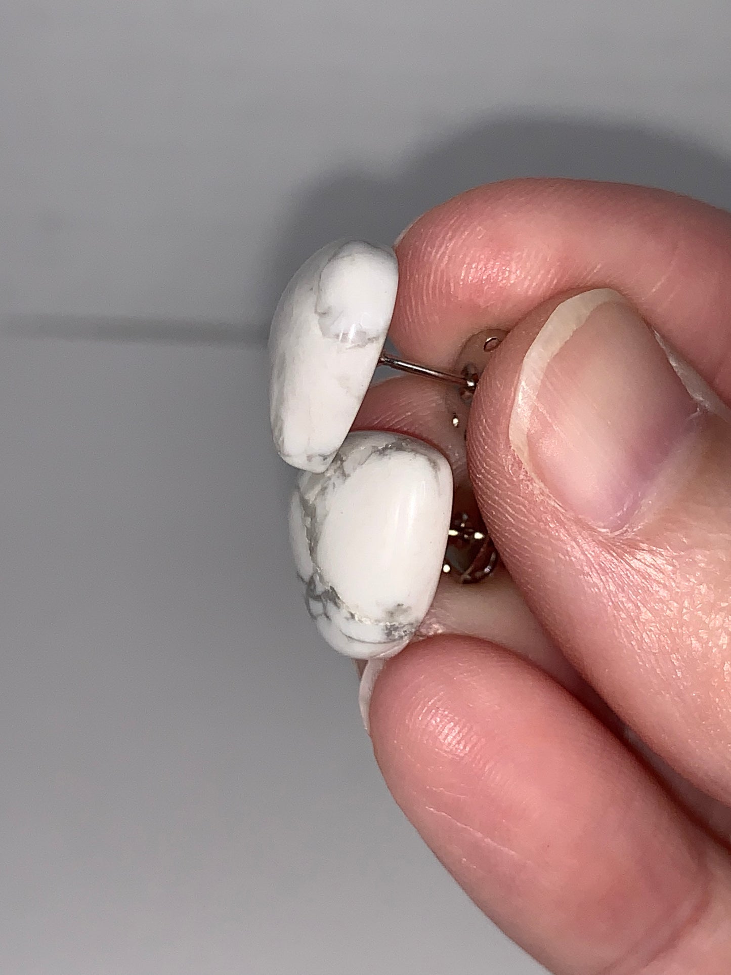 13mm White Heart Howlite Post Earrings