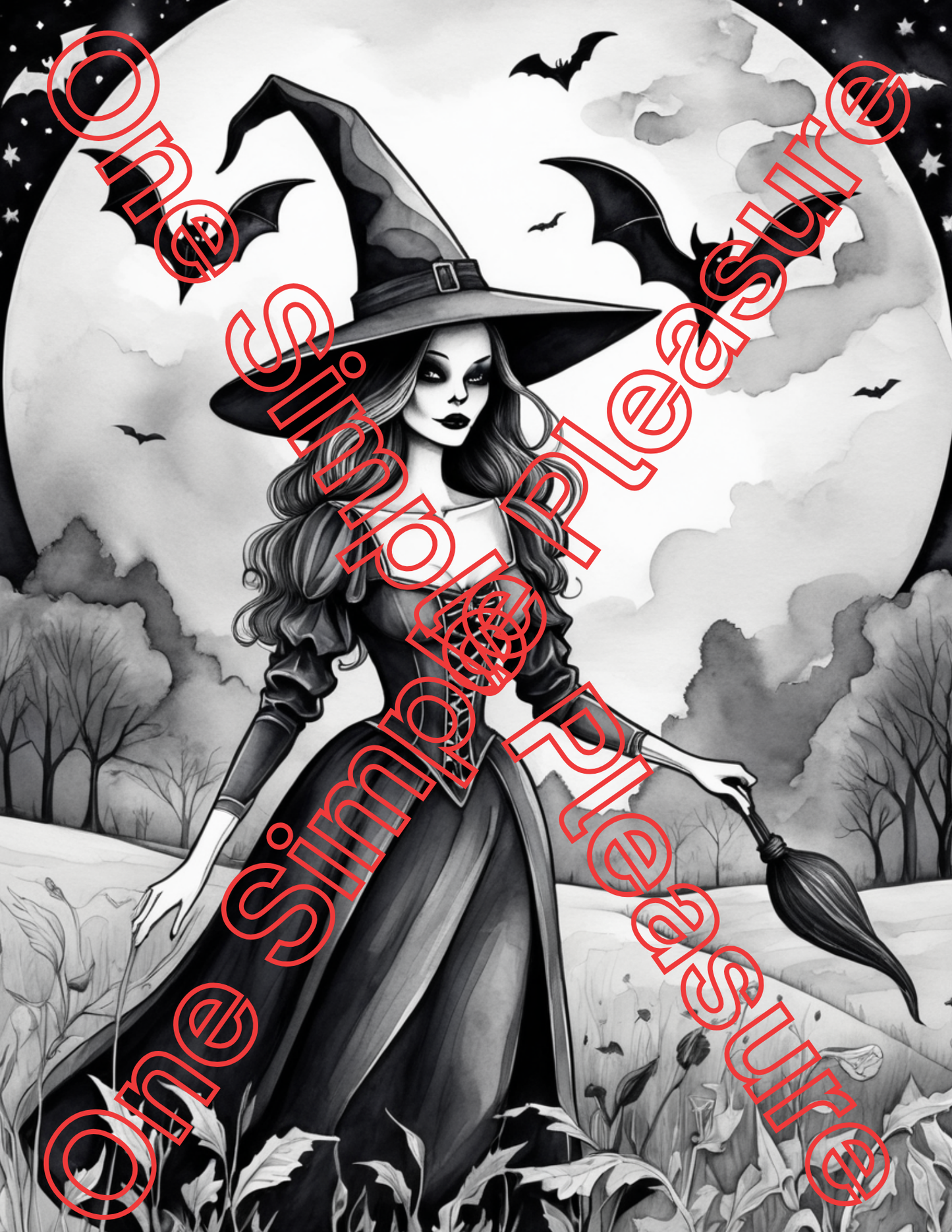Witch and Halloween Coloring Pages, 33 pages