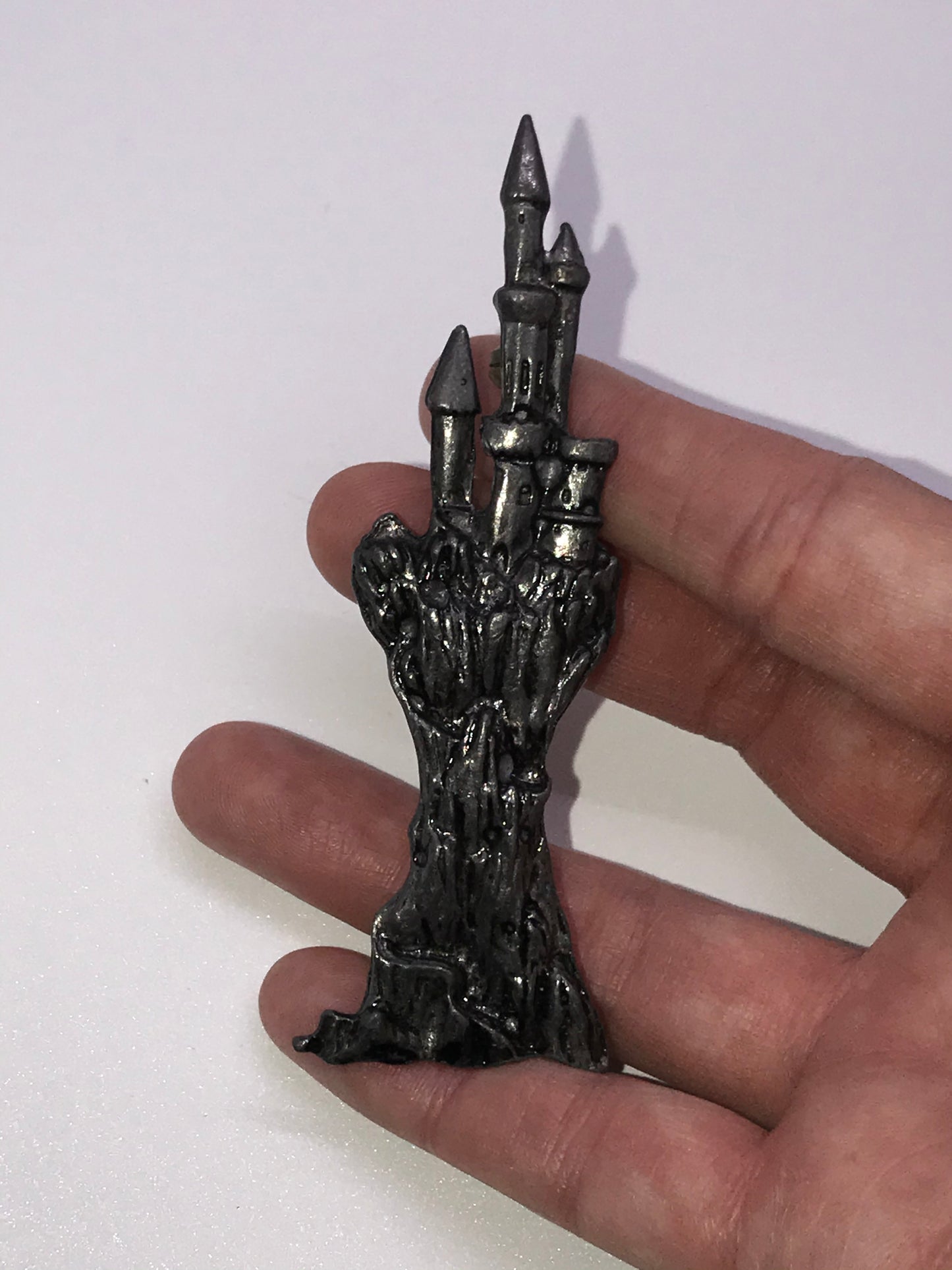 Vintage JJ Jonette Jewelry Pewter Castle Pin
