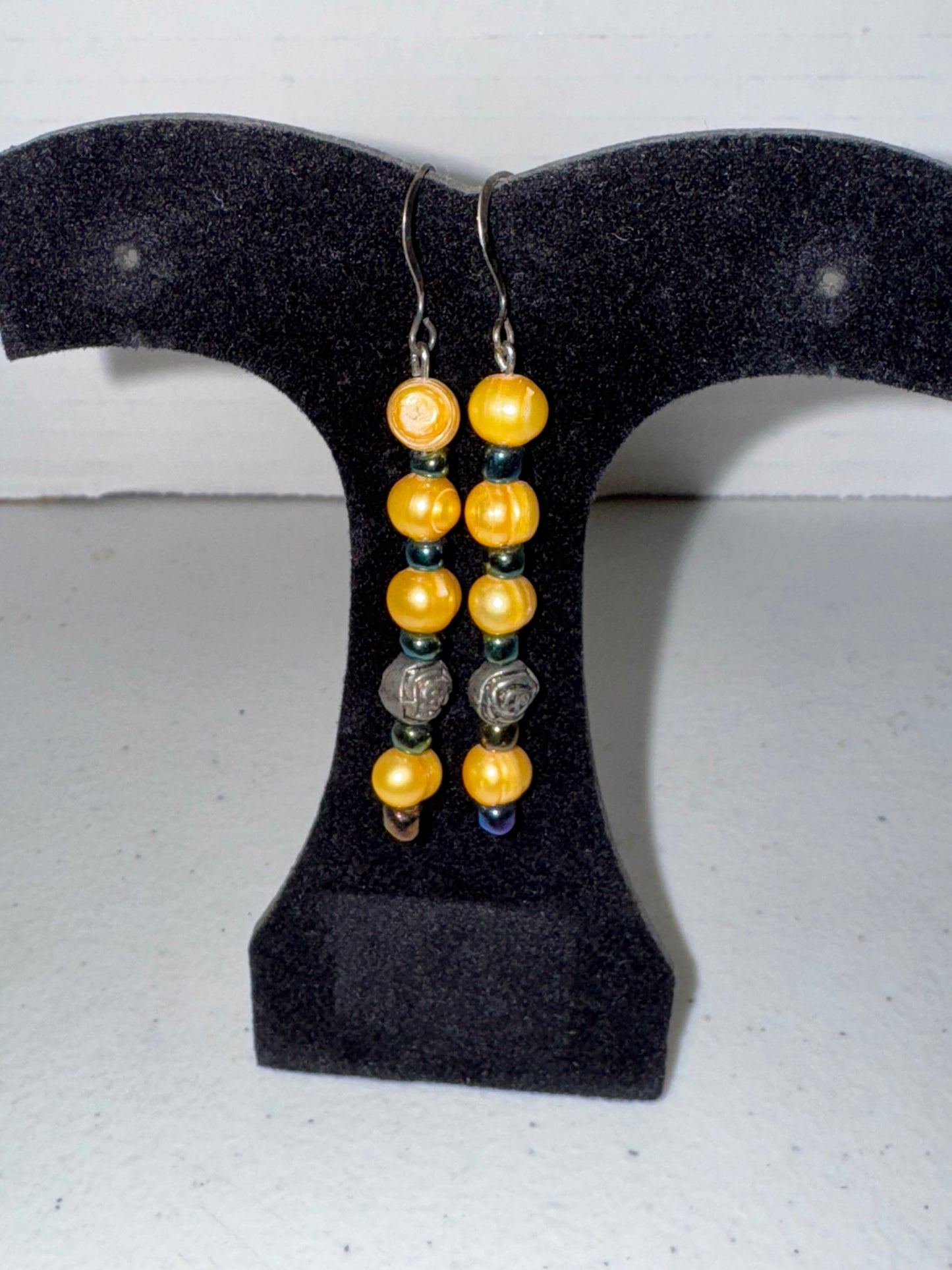 Buttercup Yellow Freshwater Pearl And Seed Bead Earrings