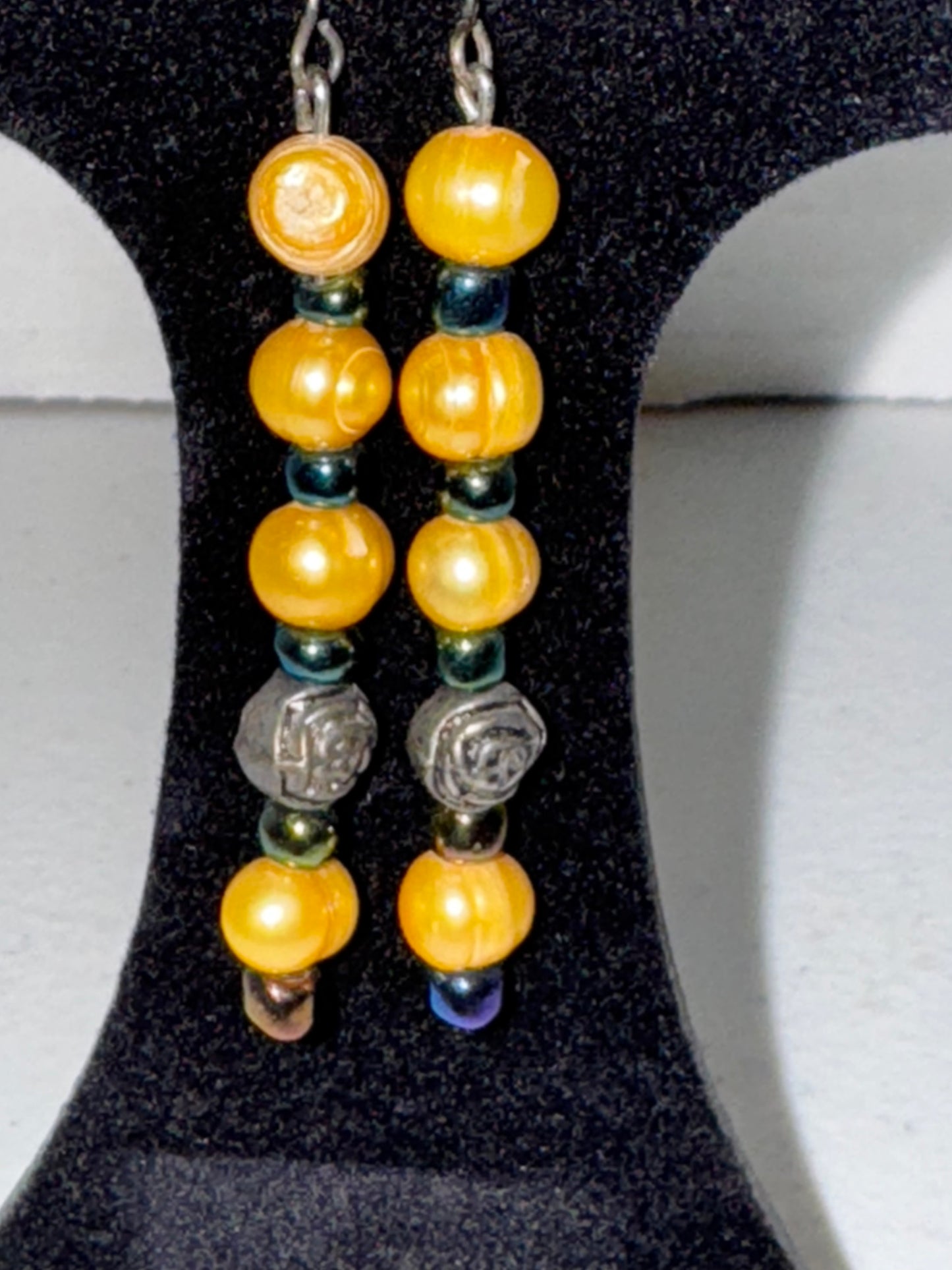 Buttercup Yellow Freshwater Pearl And Seed Bead Earrings