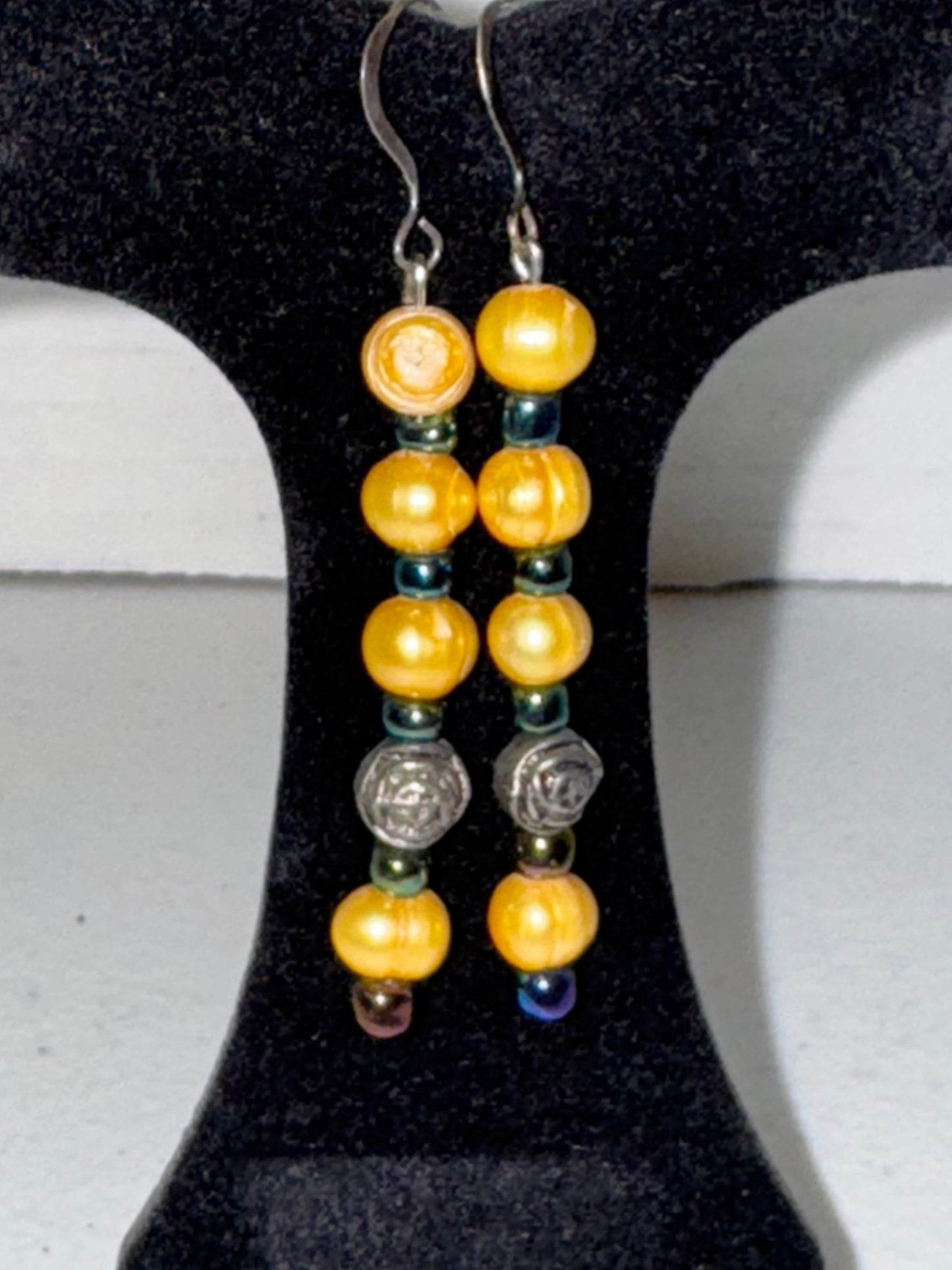 Buttercup Yellow Freshwater Pearl And Seed Bead Earrings