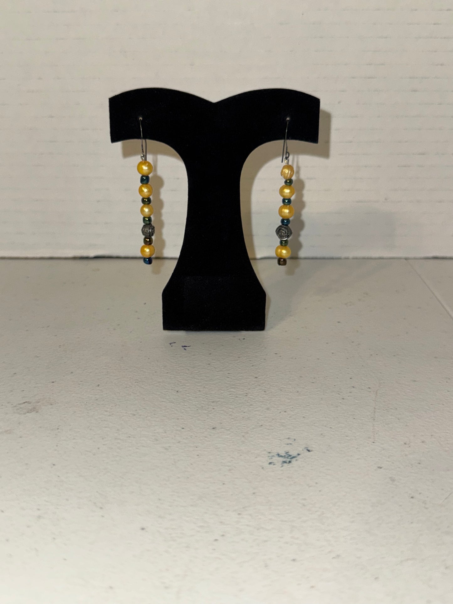 Buttercup Yellow Freshwater Pearl And Seed Bead Earrings