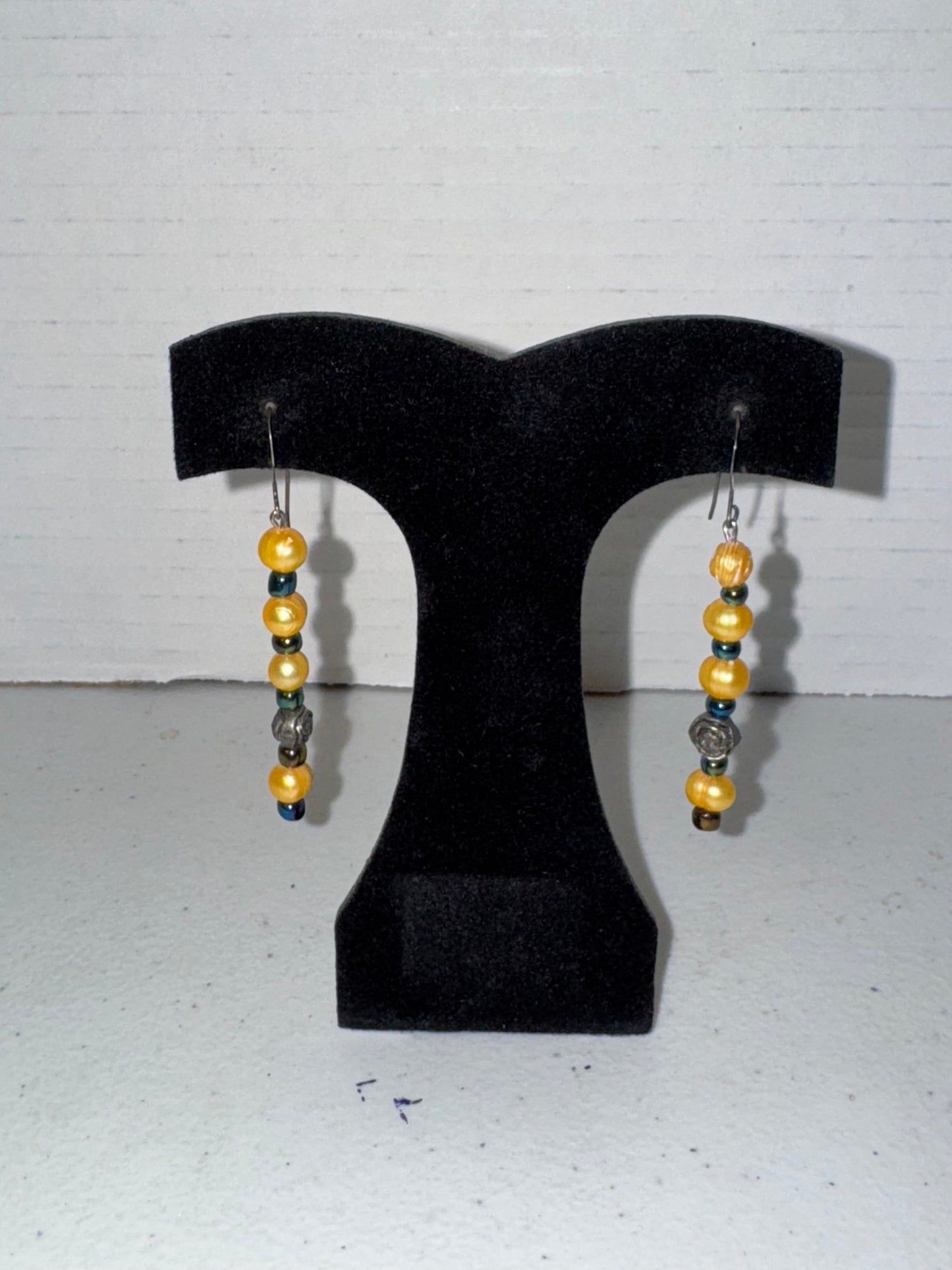 Buttercup Yellow Freshwater Pearl And Seed Bead Earrings