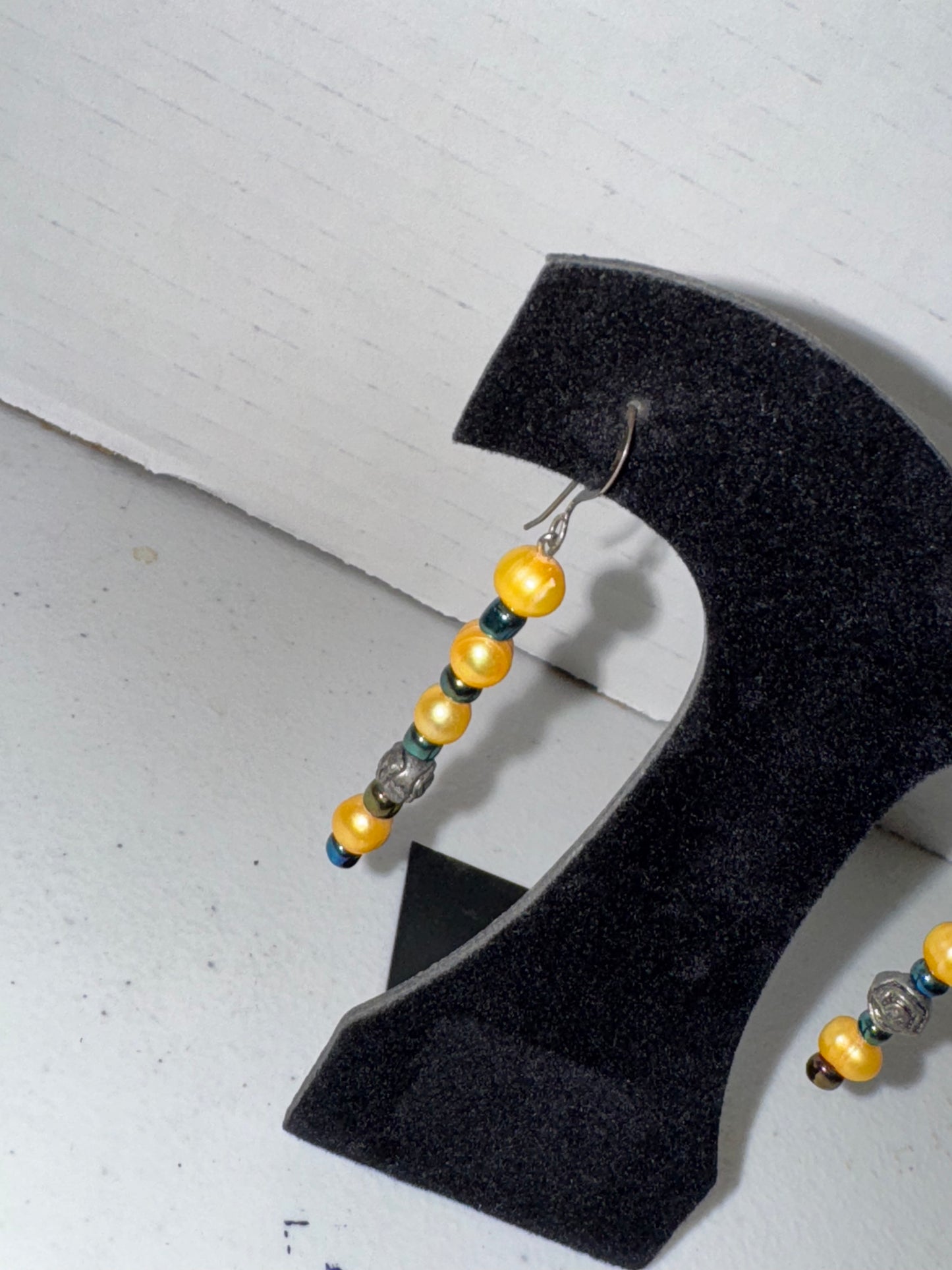Buttercup Yellow Freshwater Pearl And Seed Bead Earrings