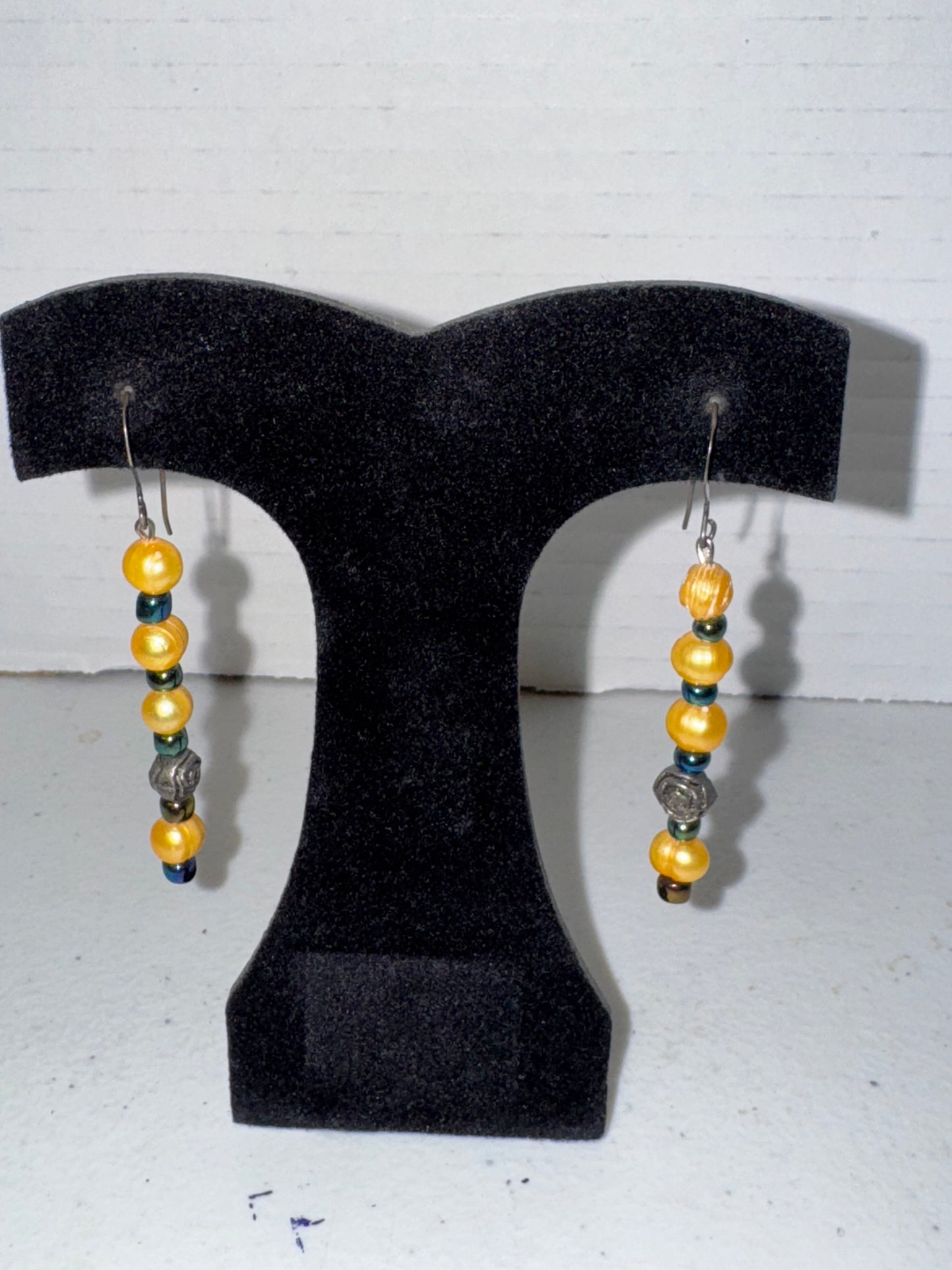 Buttercup Yellow Freshwater Pearl And Seed Bead Earrings