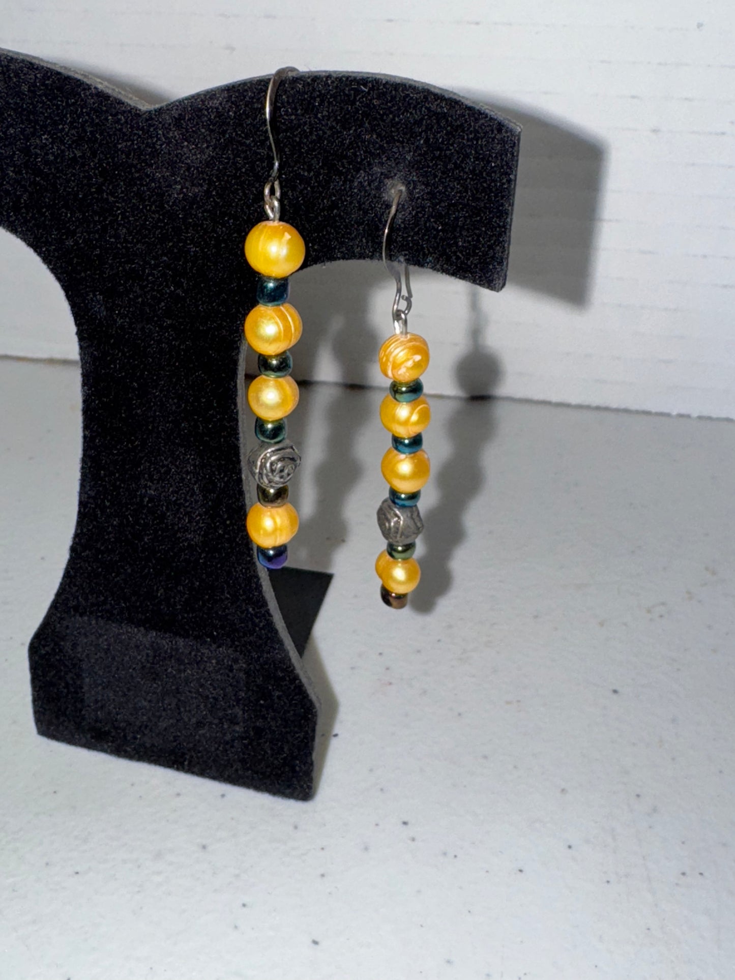 Buttercup Yellow Freshwater Pearl And Seed Bead Earrings