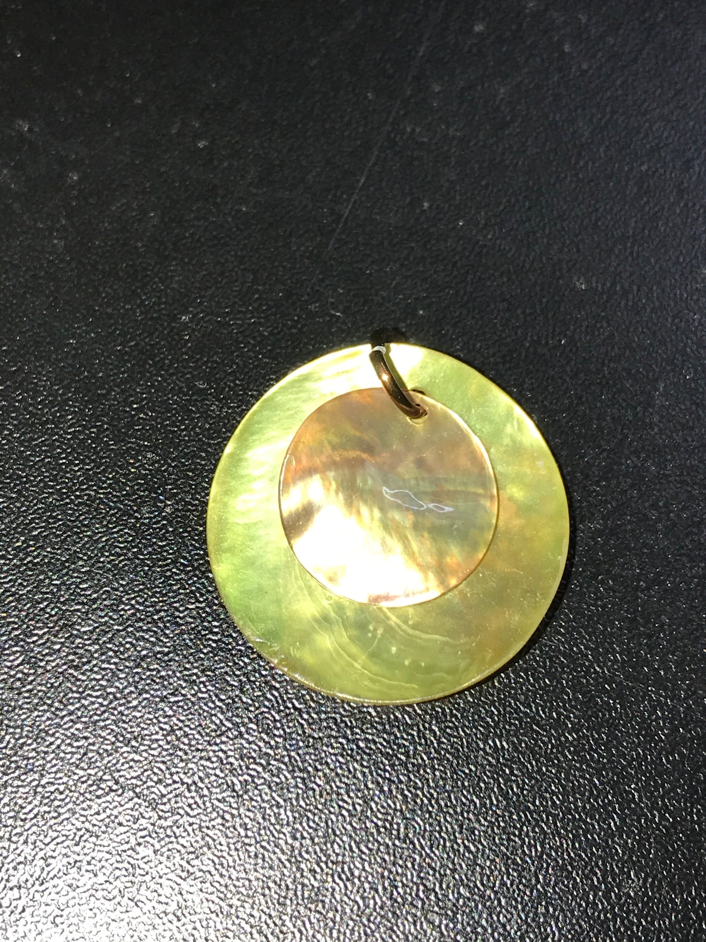 Yellow Round Black Lip Shell Pendant