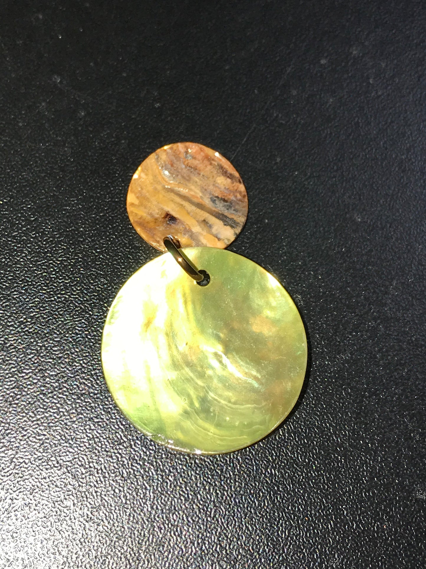 Yellow Round Black Lip Shell Pendant