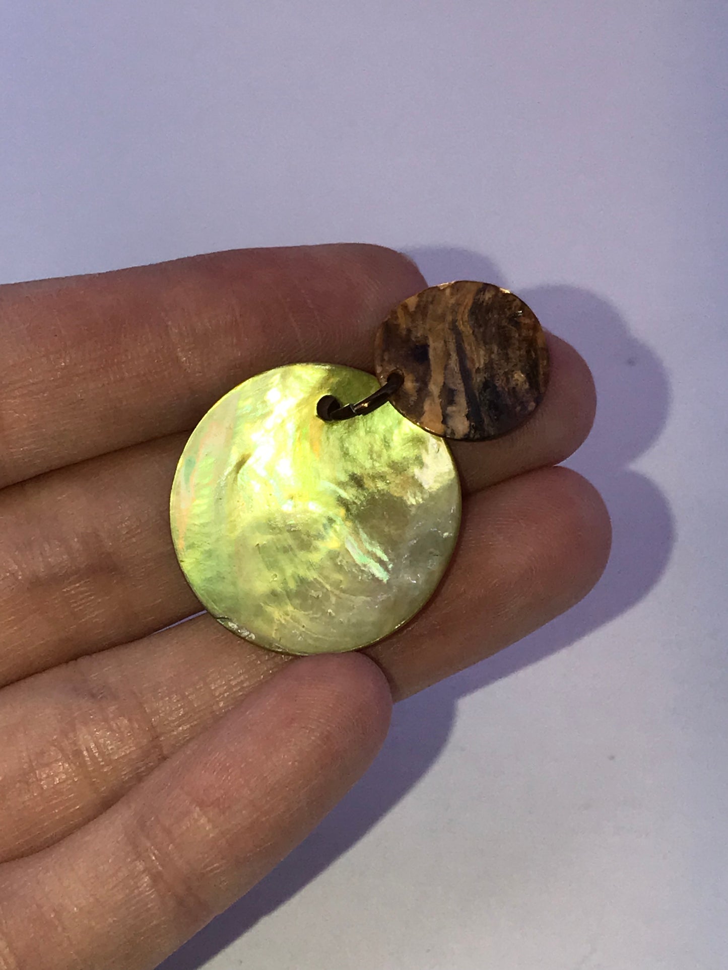 Yellow Round Black Lip Shell Pendant