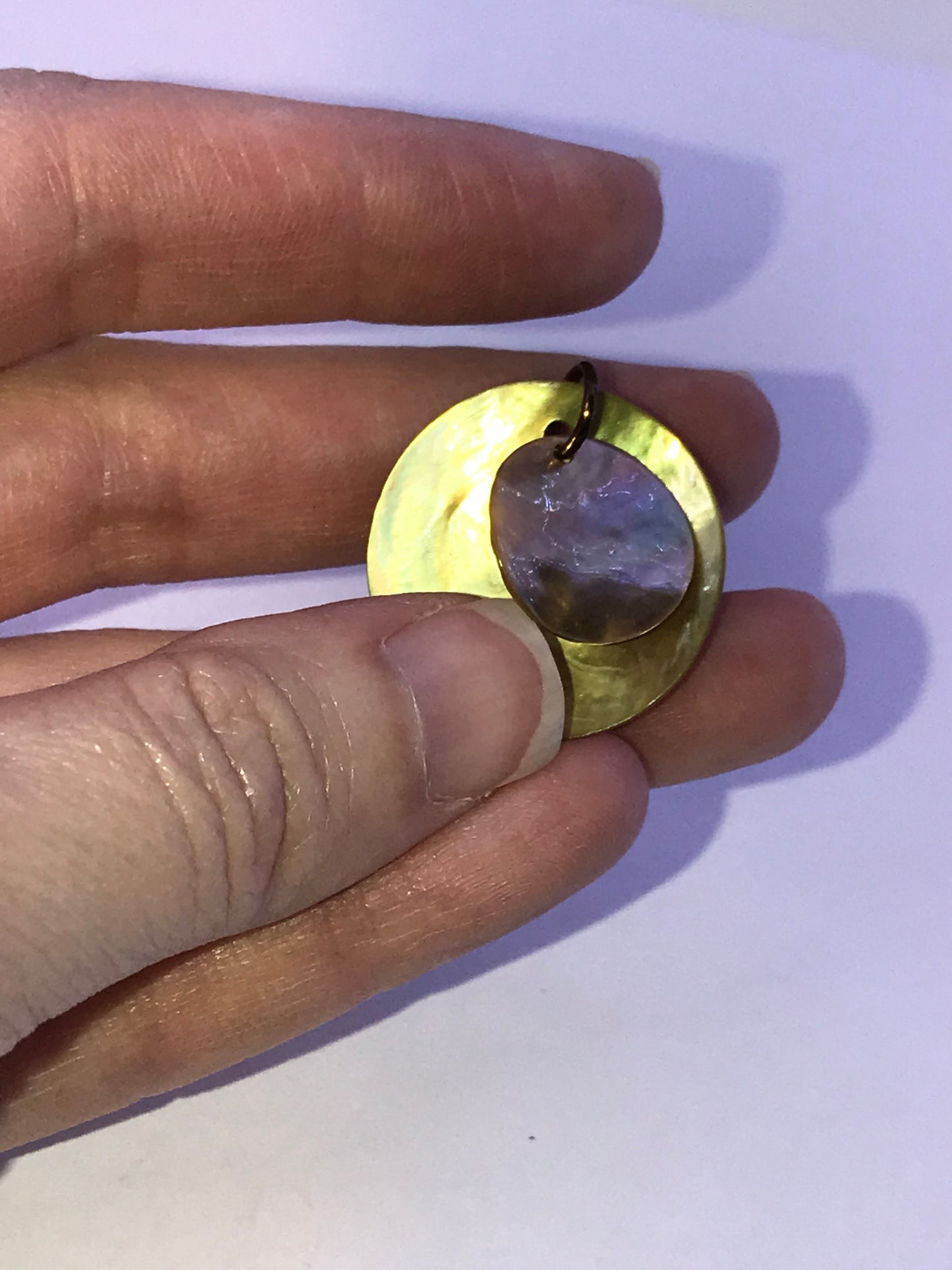 Yellow Round Black Lip Shell Pendant