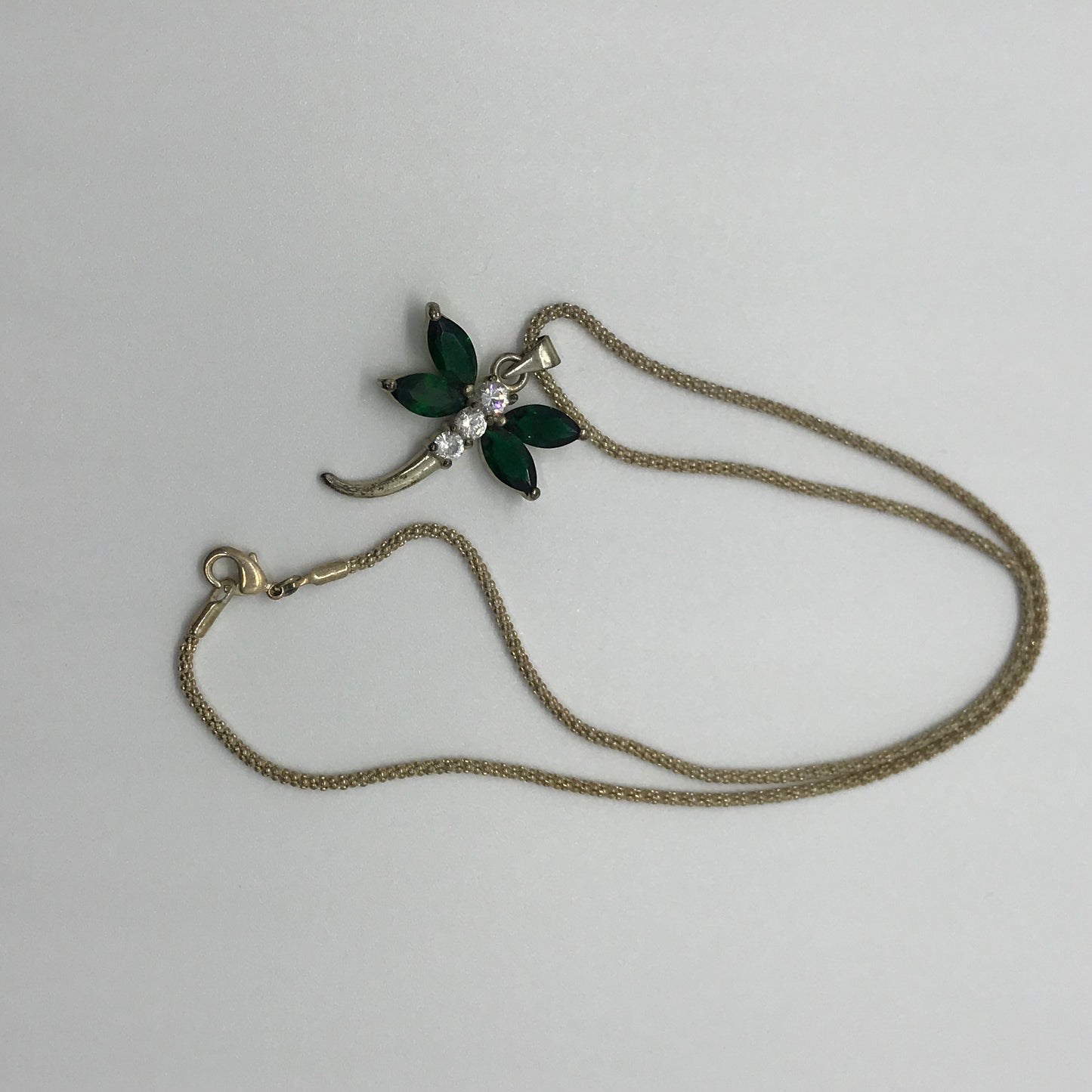 18" Silver Rope Chain Necklace with Dragonfly Pendant