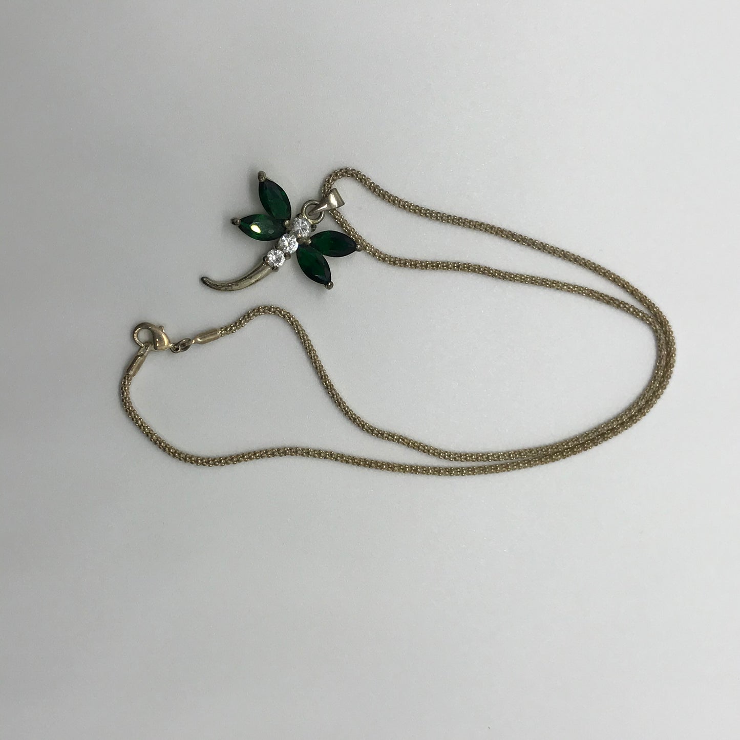 18" Silver Rope Chain Necklace with Dragonfly Pendant