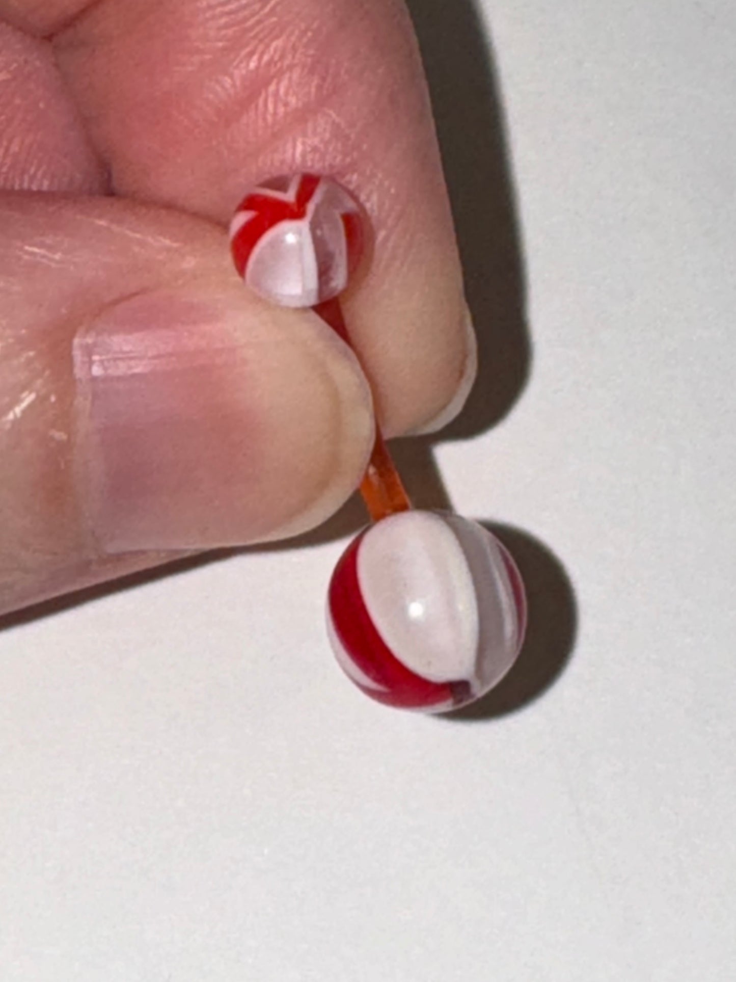 14 Gauge Red and white Abstract Belly Ring