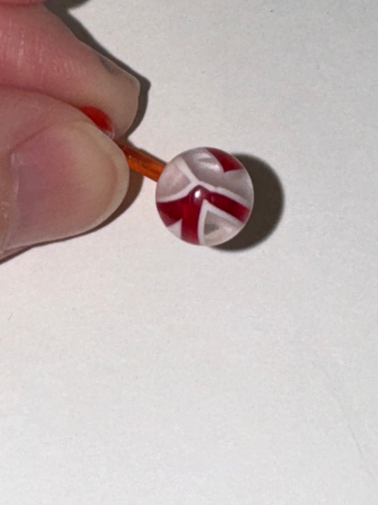 14 Gauge Red and white Abstract Belly Ring