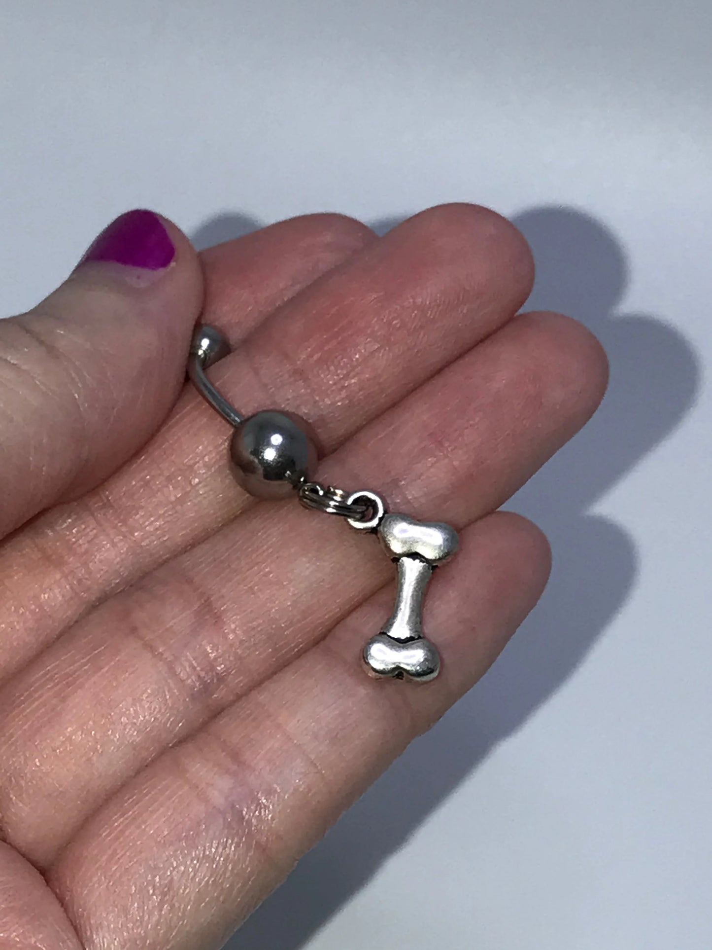 Dog Bone Dangle Belly Ring