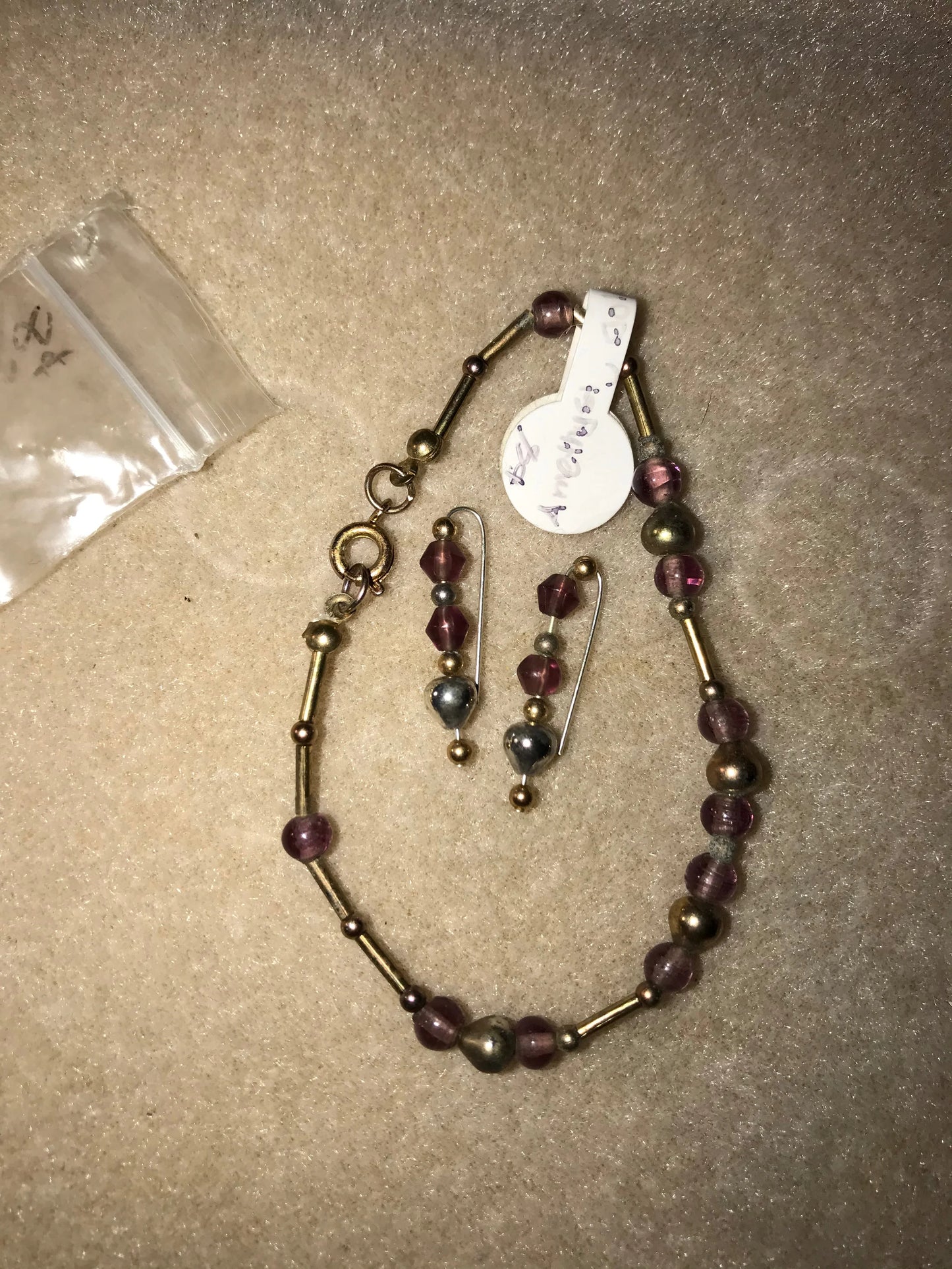 7" long Amethyst bracelet and earrings set