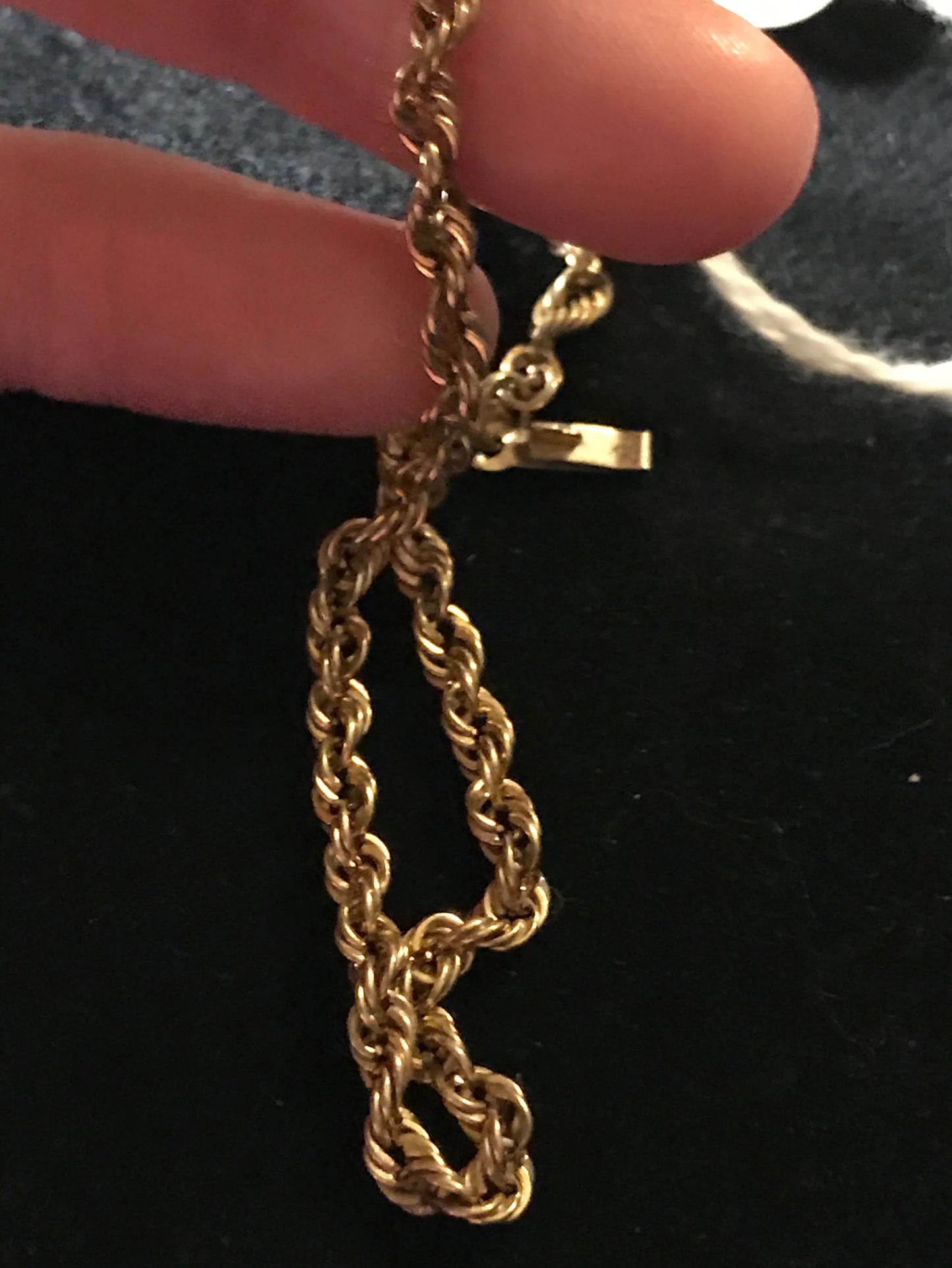 8 1/2" Long 14 Kt Gold Rope Chain Bracelet