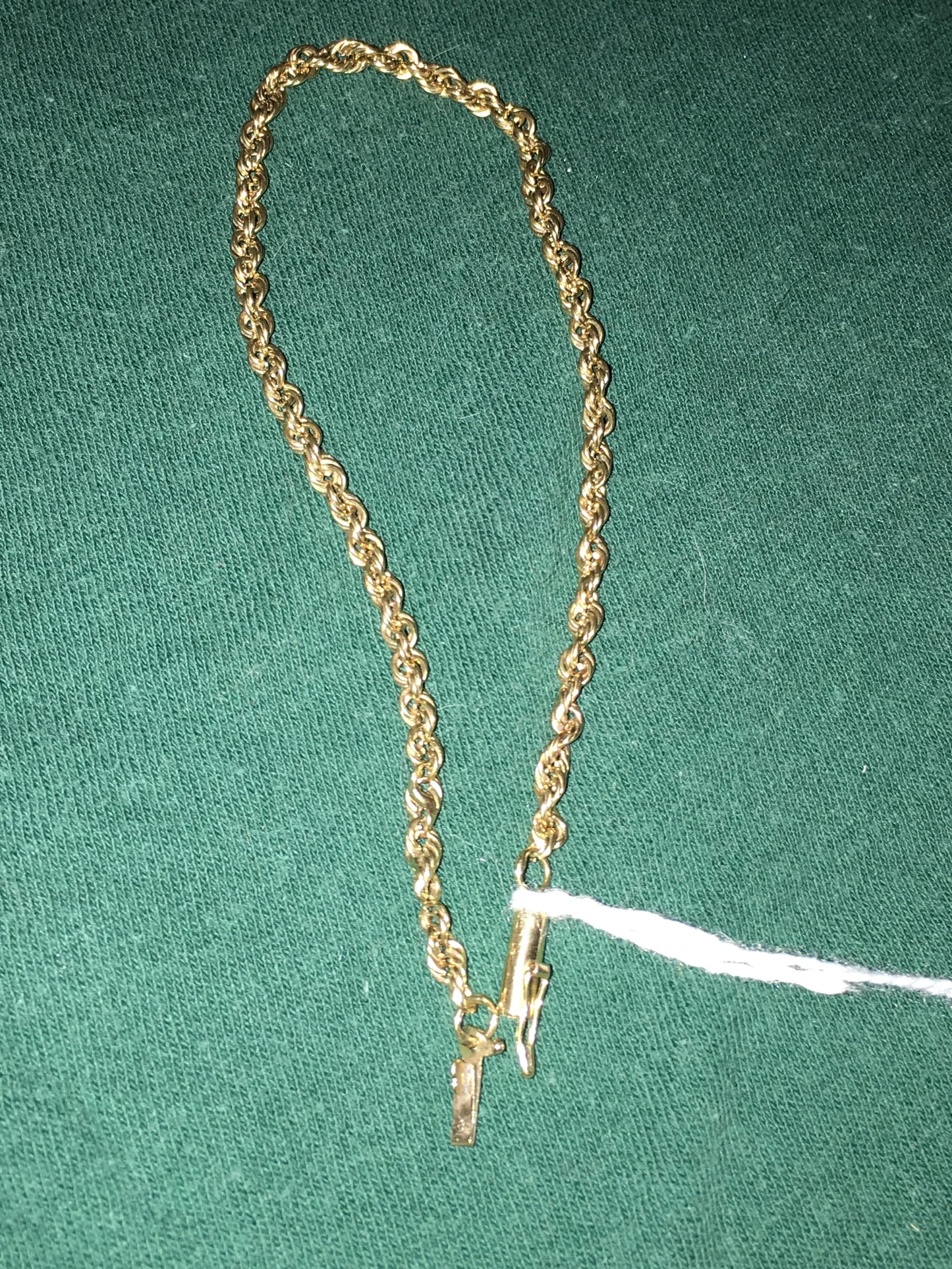 8 1/2" Long 14 Kt Gold Rope Chain Bracelet