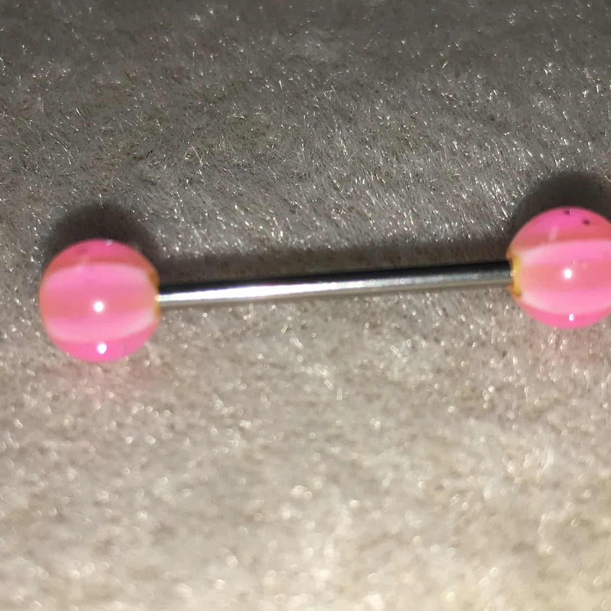 14 Gauge Pink, Orange, and White Glitter Star Design Tongue Ring