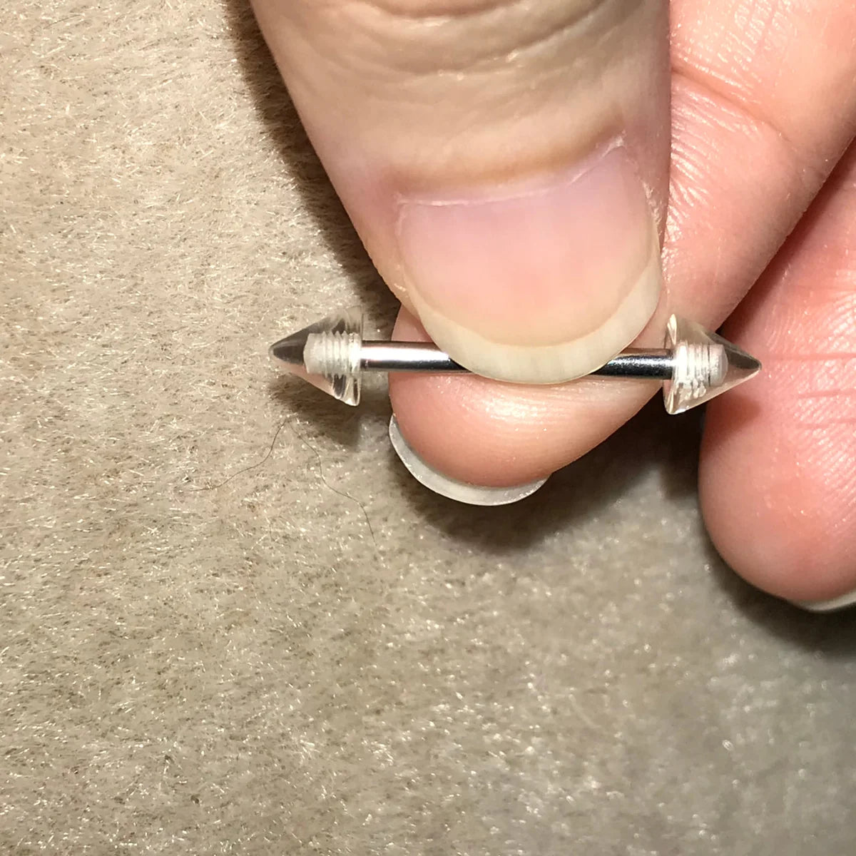 14 Gauge Clear 5mm spike Tongue Ring