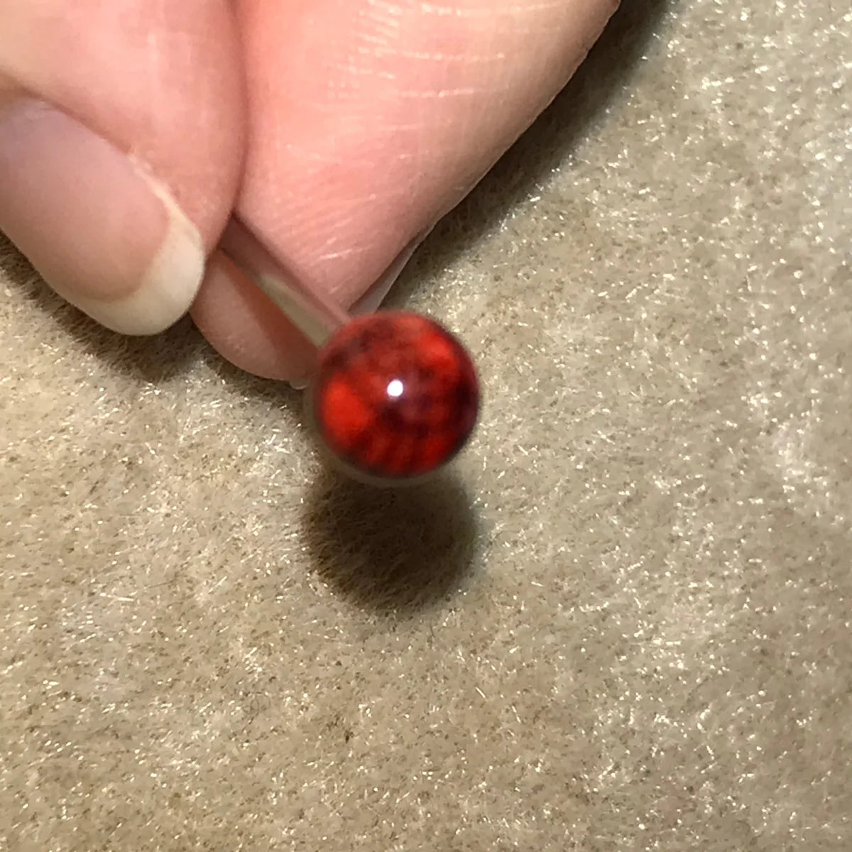 14 Gauge Red and Black Plaid Tongue Ring