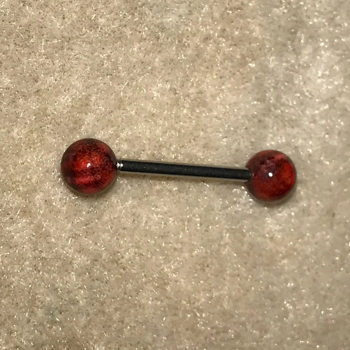 14 Gauge Red and Black Plaid Tongue Ring