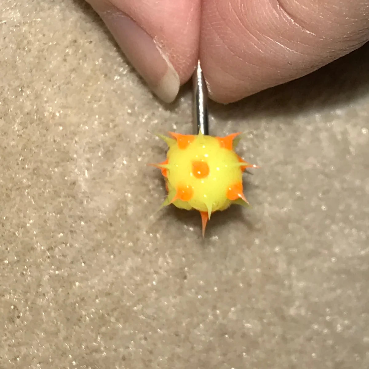 14 Gauge Yellow and Orange Silicone 8mm Tickler Tongue Ring