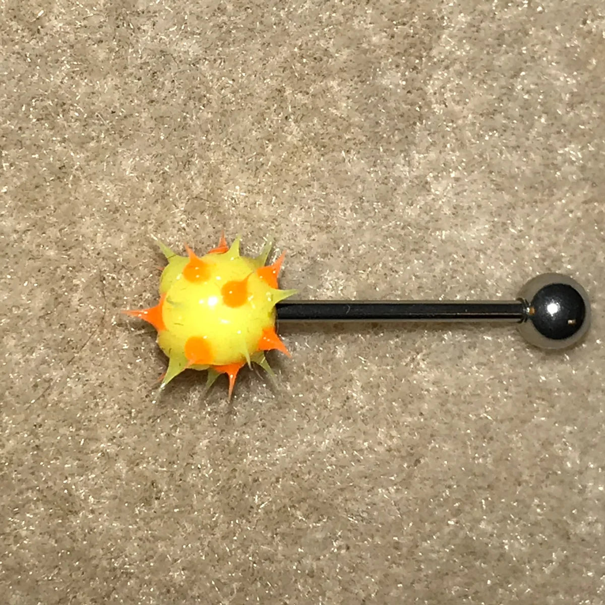 14 Gauge Yellow and Orange Silicone 8mm Tickler Tongue Ring