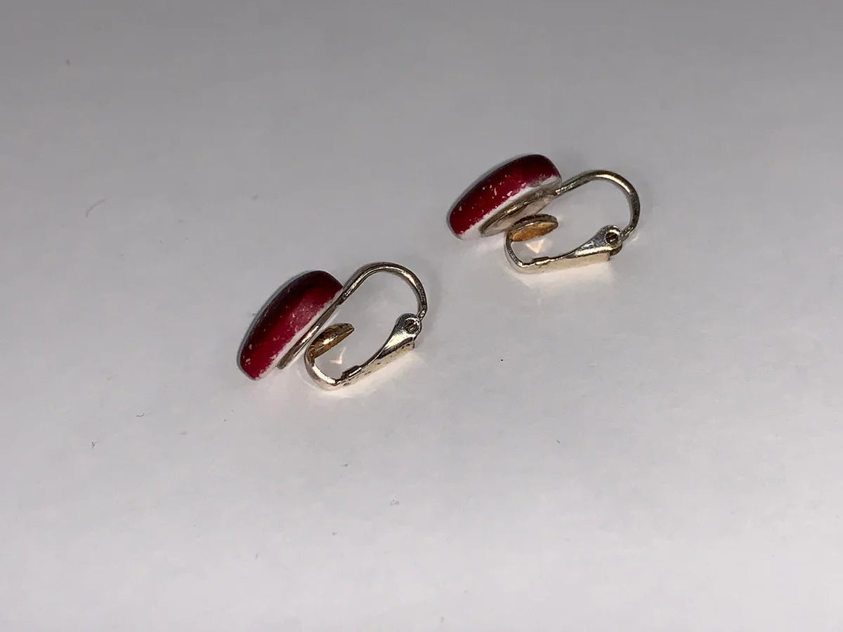 13 mm Red Howlite Clip Earrings