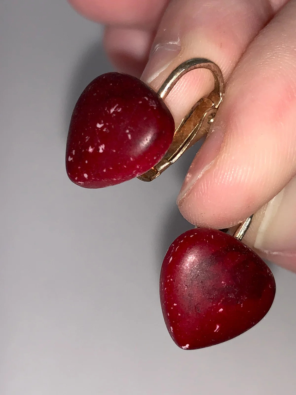 13 mm Red Howlite Clip Earrings