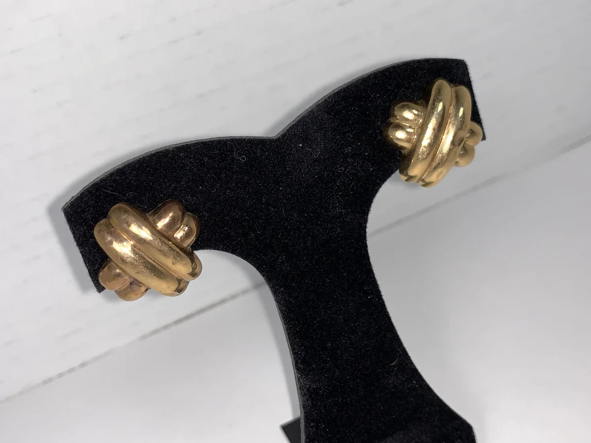 14 Kt Gold X Shaped Earrings