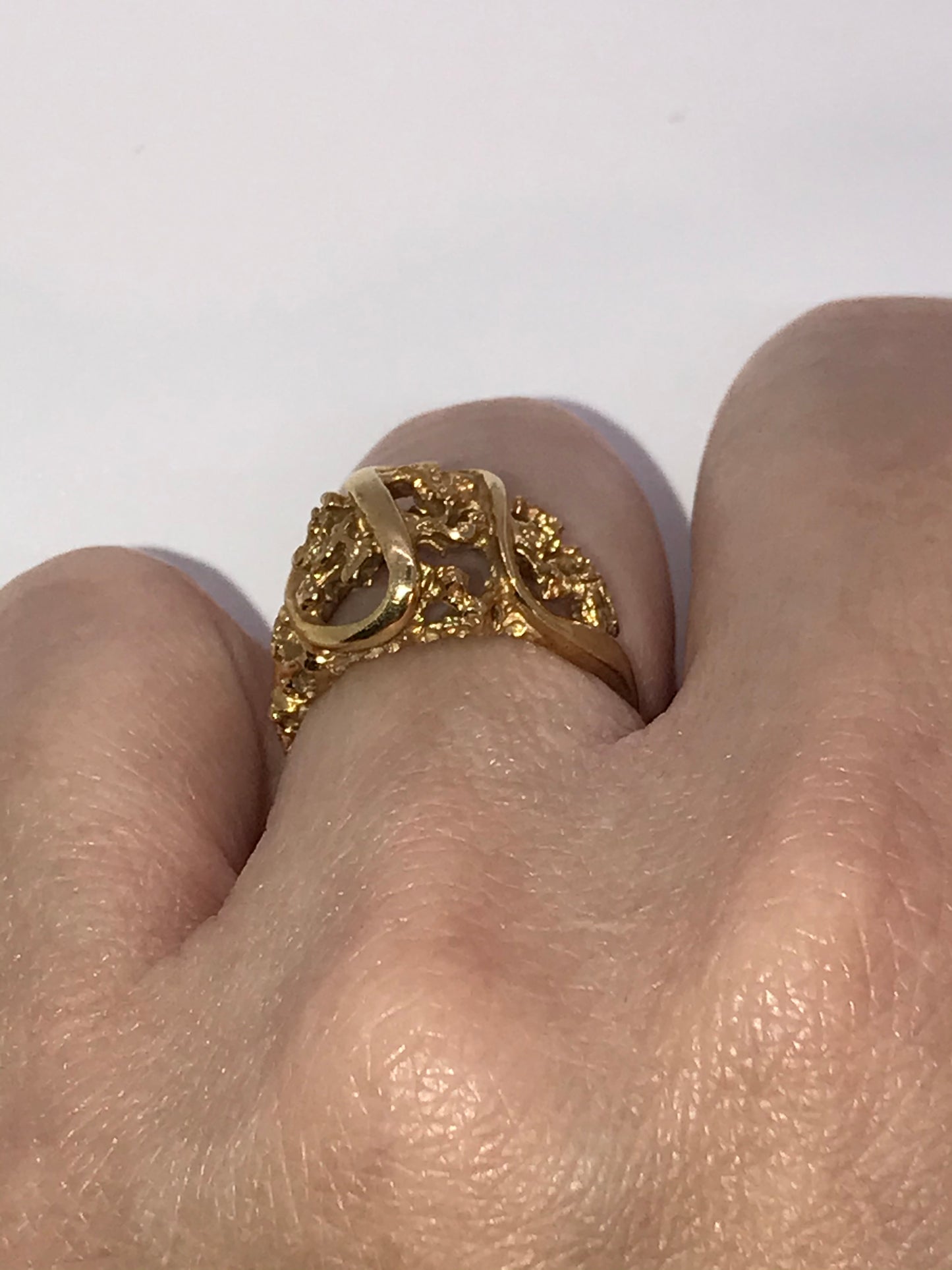 14 ktge Gold Nugget Swirl Ring, Size 5