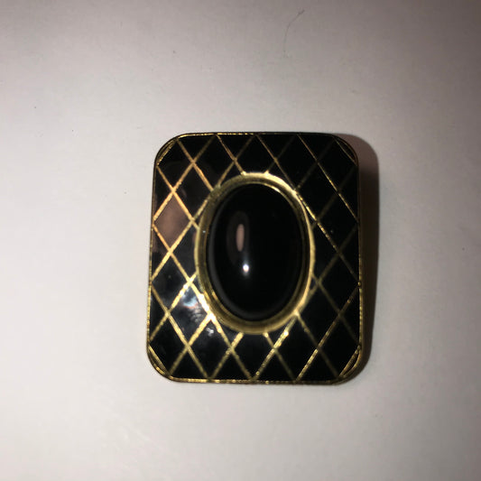 Rectangular Black and gold Mona So Pin
