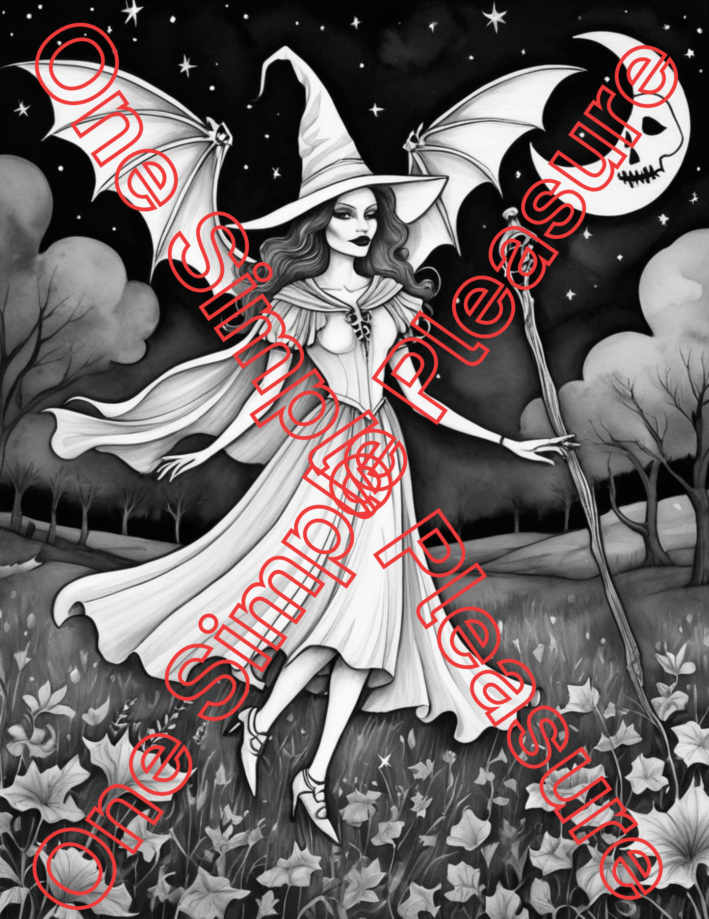 Witch and Halloween Coloring Pages, 33 pages