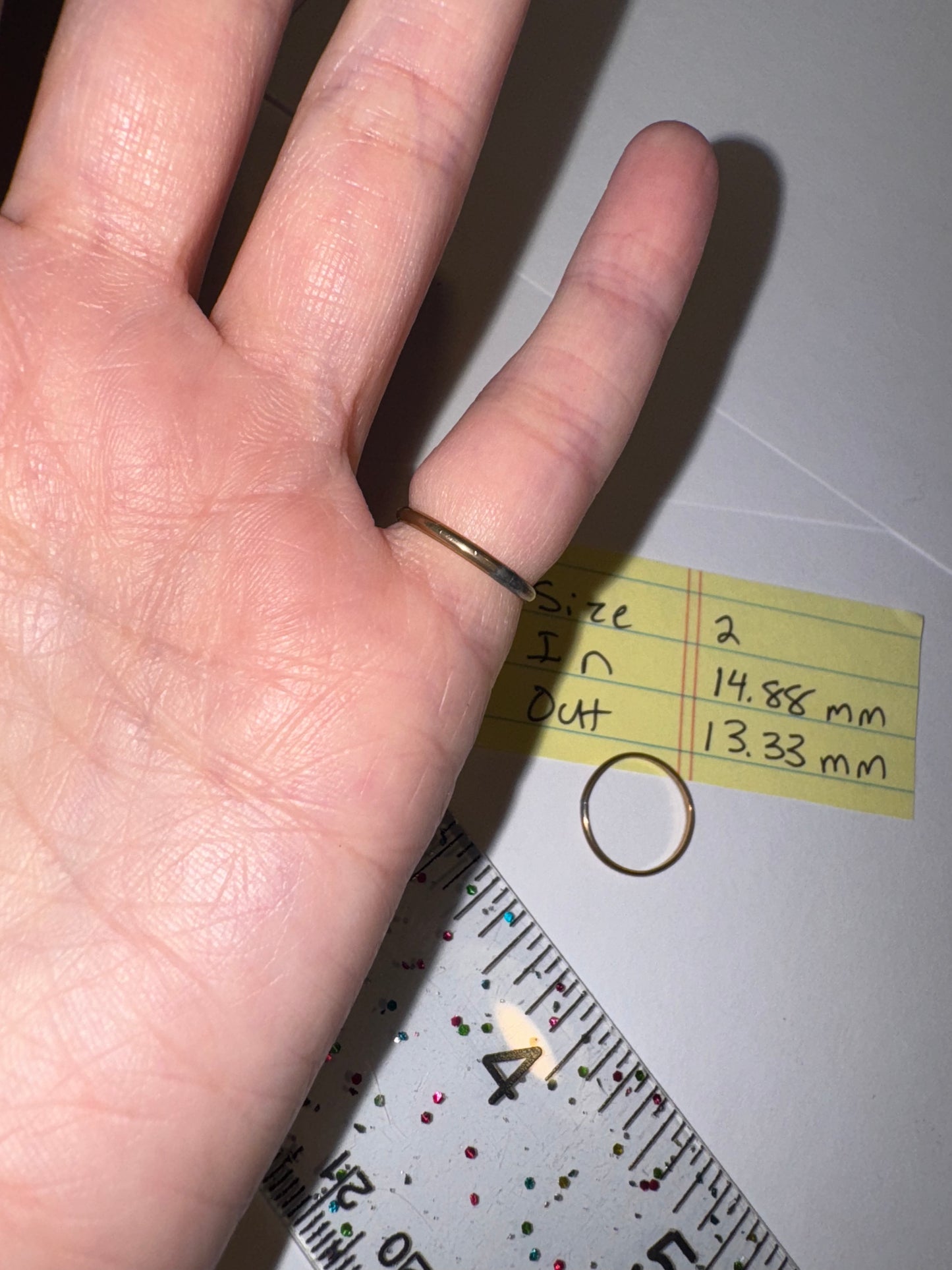 1.33mm Gold Filled Plain Band Ring, Size 2