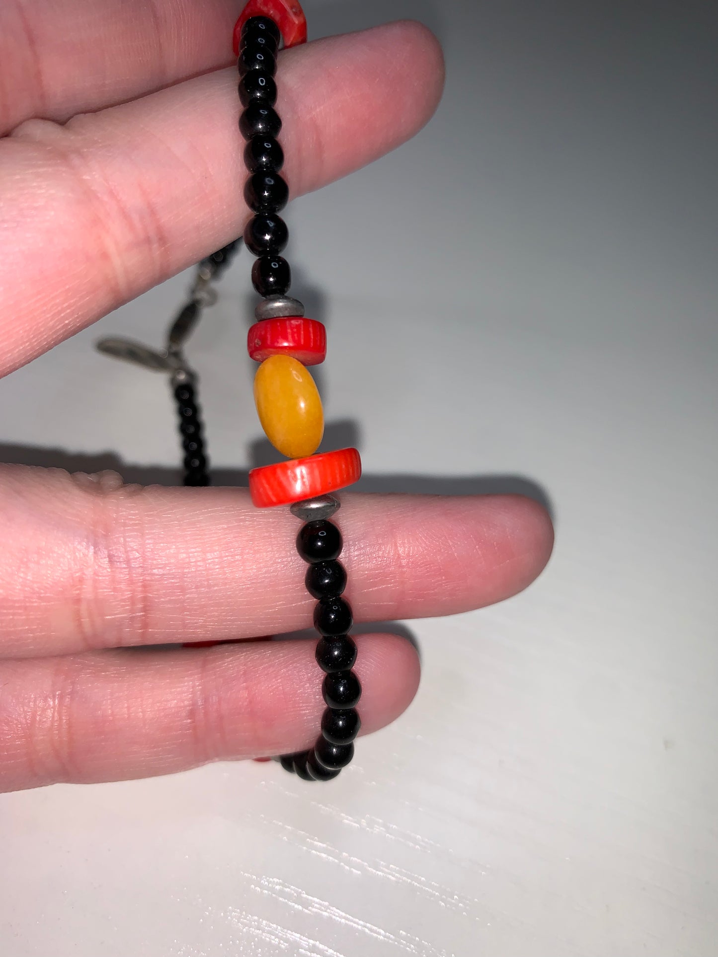 Aragonite and Obsidian Bracelet/Anklet