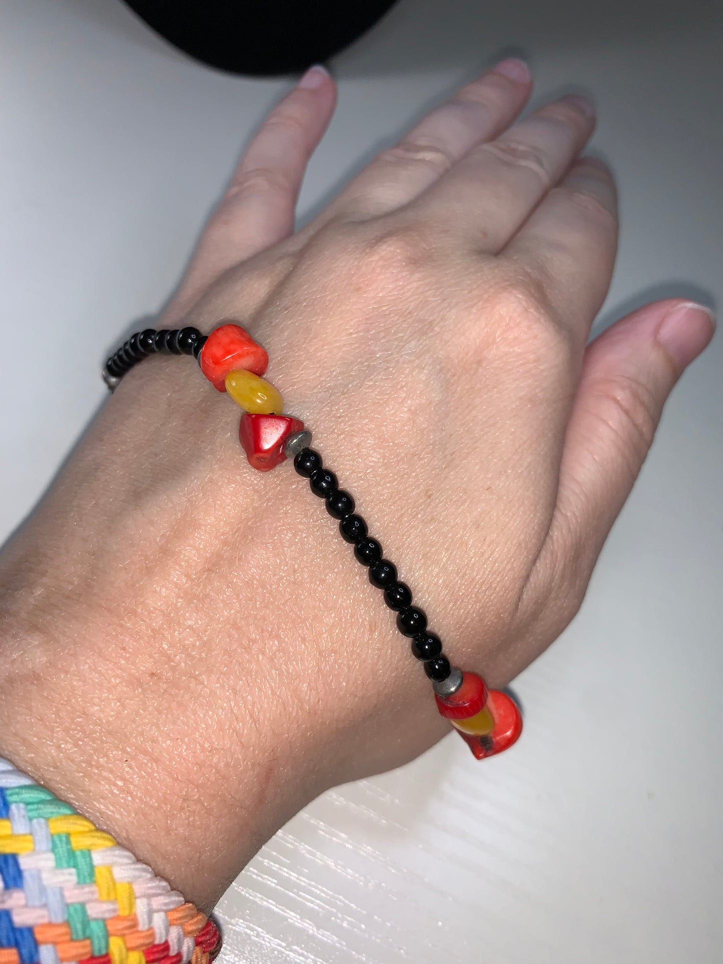 Aragonite and Obsidian Bracelet/Anklet