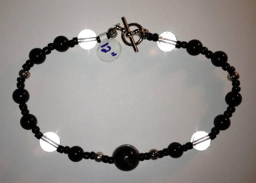 12" Long Garnet And Obsidian Anklet