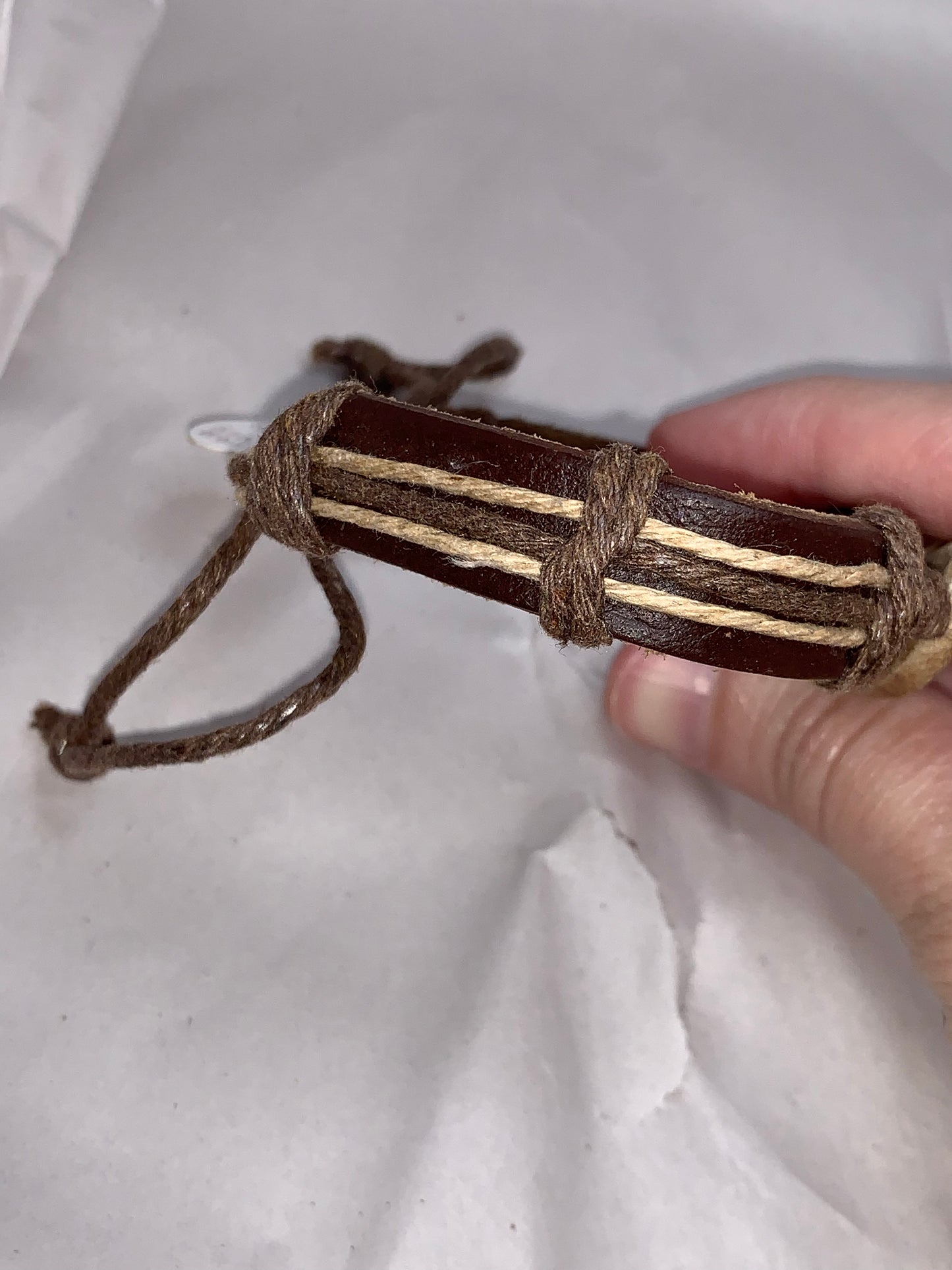 12" Long Leather Bracelet with Fish focal bead