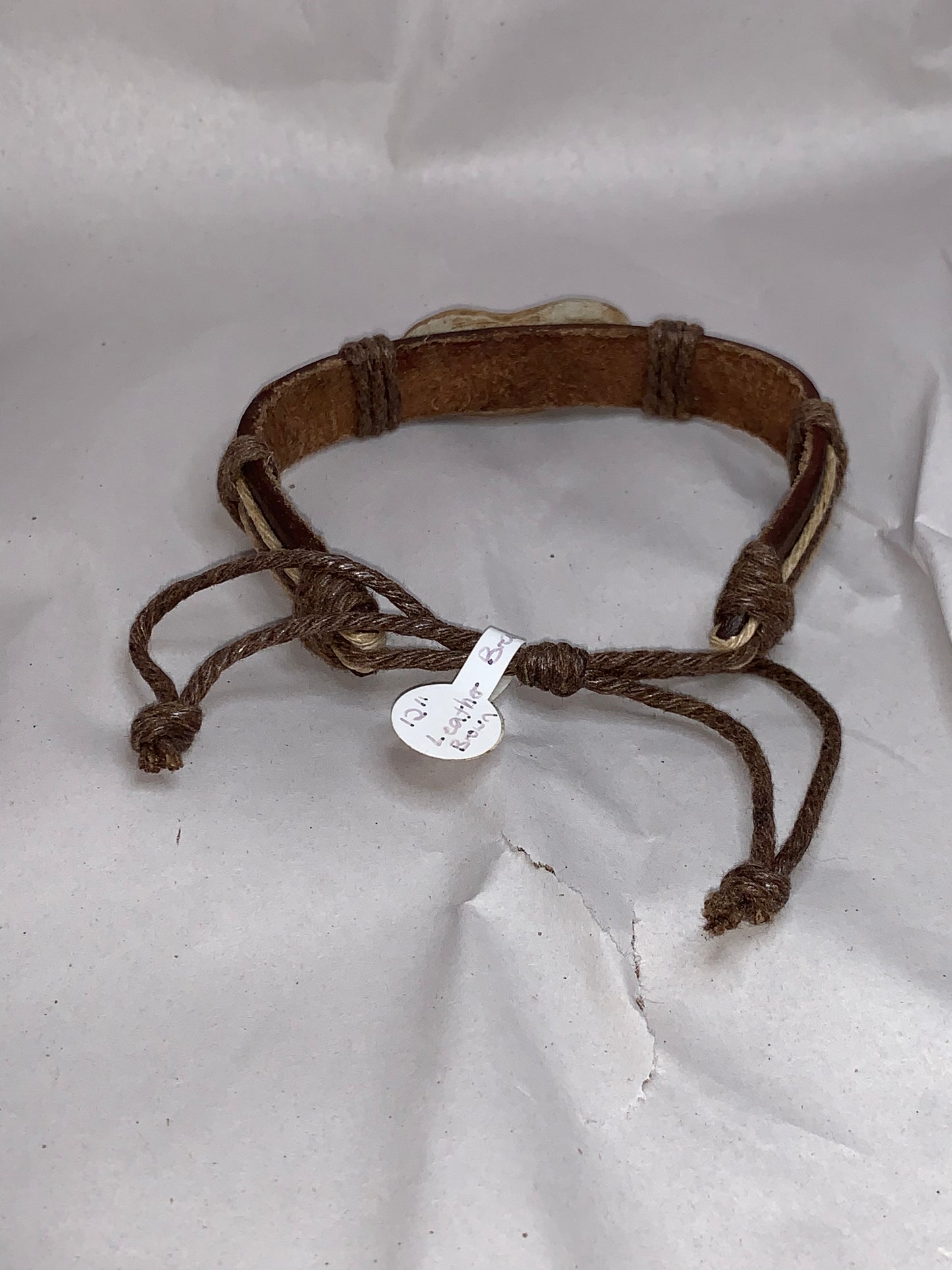 12" Long Leather Bracelet with Fish focal bead