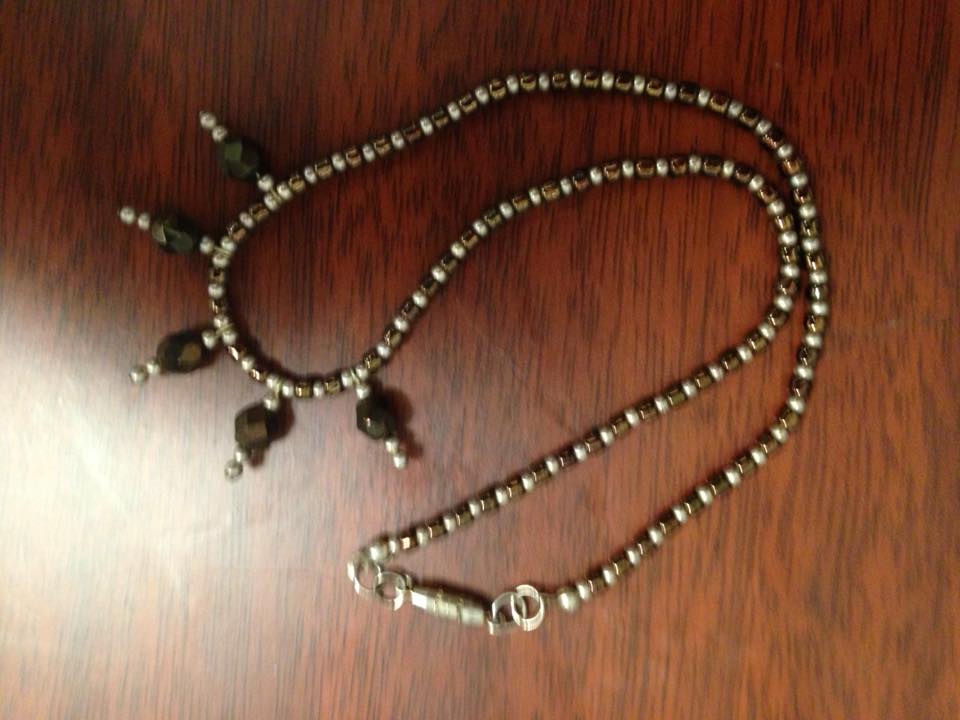 14 1/2" Bronze and Silver Beaded Necklace