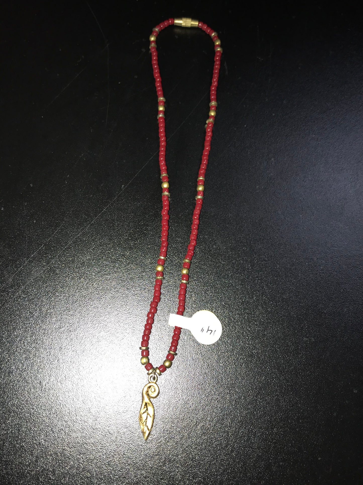 14" Red Seed Bead Necklace